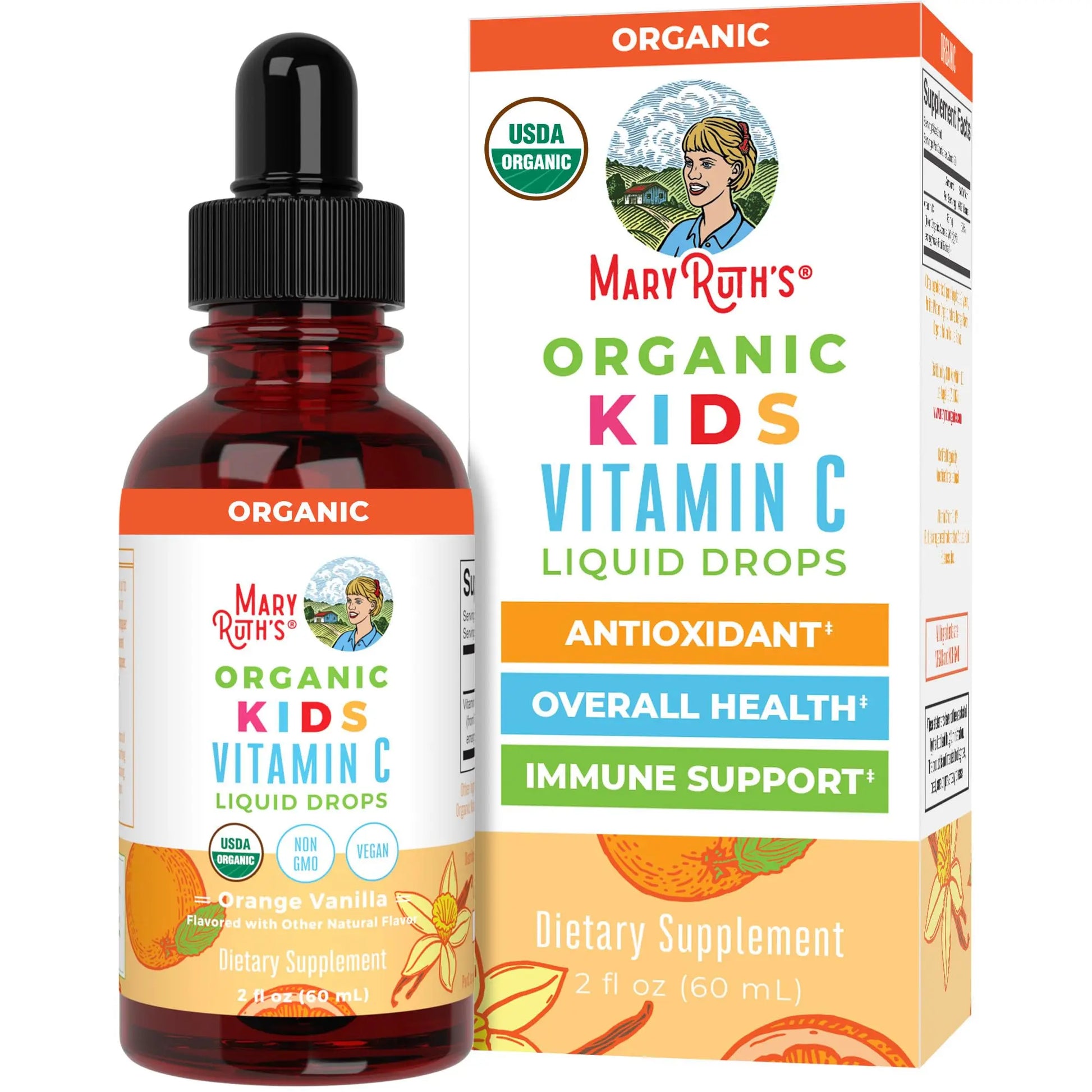 MaryRuth Organics USDA Kids Vitamin C Drops | Vegan Immune Support Supplement for Ages 4-13 | Immune Support & Overall Health | Vitamin C from Organic Acerola Fruit Extract | 2oz MARYRUTH'S Au supplements