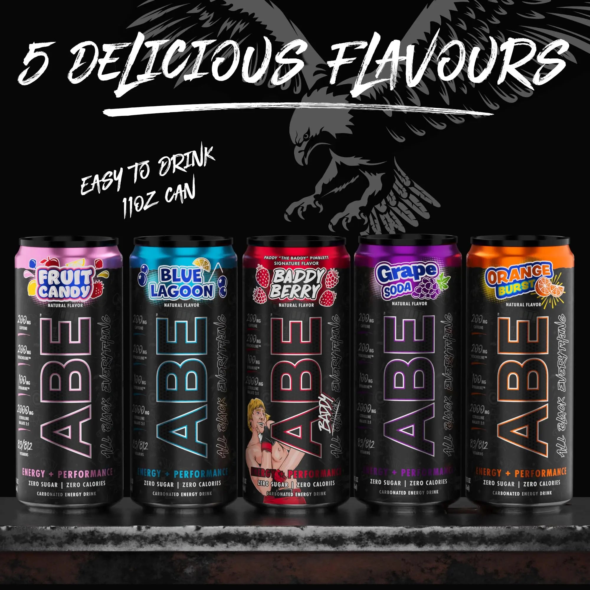 ABE Energy + Performance Sugar Free Energy Drink - All Black Everything Drink With Caffeine ABE all black everything Au supplements