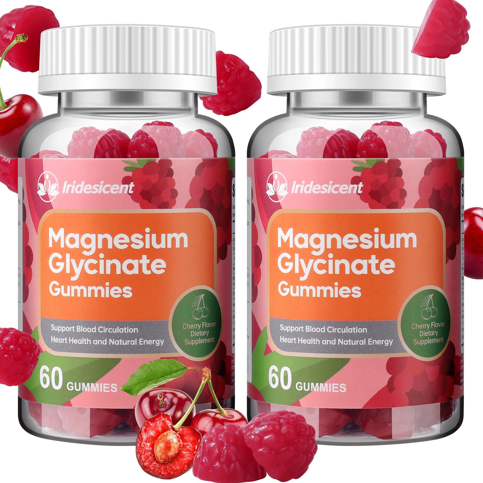 IRIDESICENT Magnesium Glycinate Gummies 400mg, Sugar Free Magnesium Supplement w/Ashwagandha, Zinc, Vegan Magnesium Glycinate Supplement for Adults - 120 Cherry Gummies IRIDESICENT Au supplements