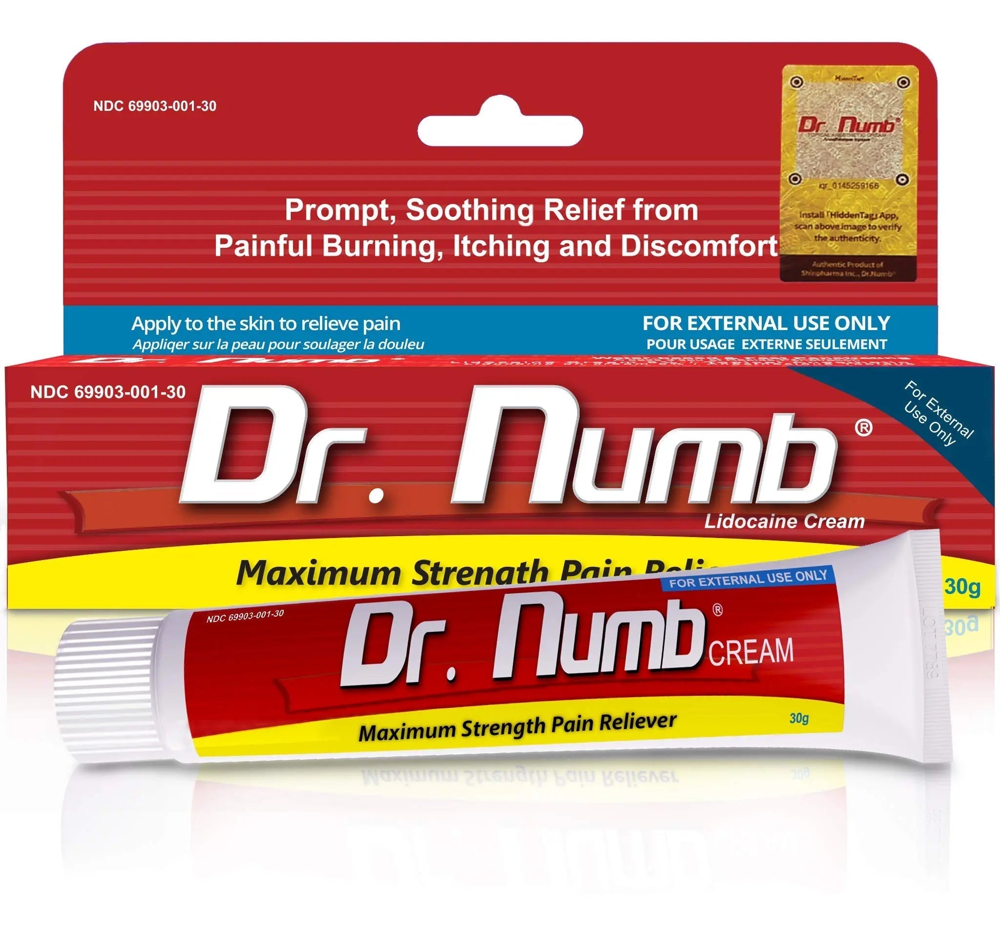 Dr. Numb 5% Lidocaine Numbing Cream, Fast-Acting Maximum Strength Topical Anesthetic Pain Relief Burn Itch Numb Cream with Vitamin E for Hemorrhoid Treatment, Local and Anorectal Uses - 30g Dr. Numb Au supplements