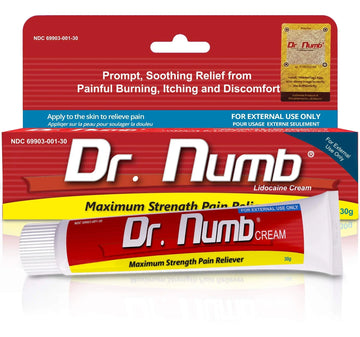 Dr. Numb 5% Lidocaine Numbing Cream, Fast-Acting Maximum Strength Topical Anesthetic Pain Relief Burn Itch Numb Cream with Vitamin E for Hemorrhoid Treatment, Local and Anorectal Uses - 30g Dr. Numb Au supplements