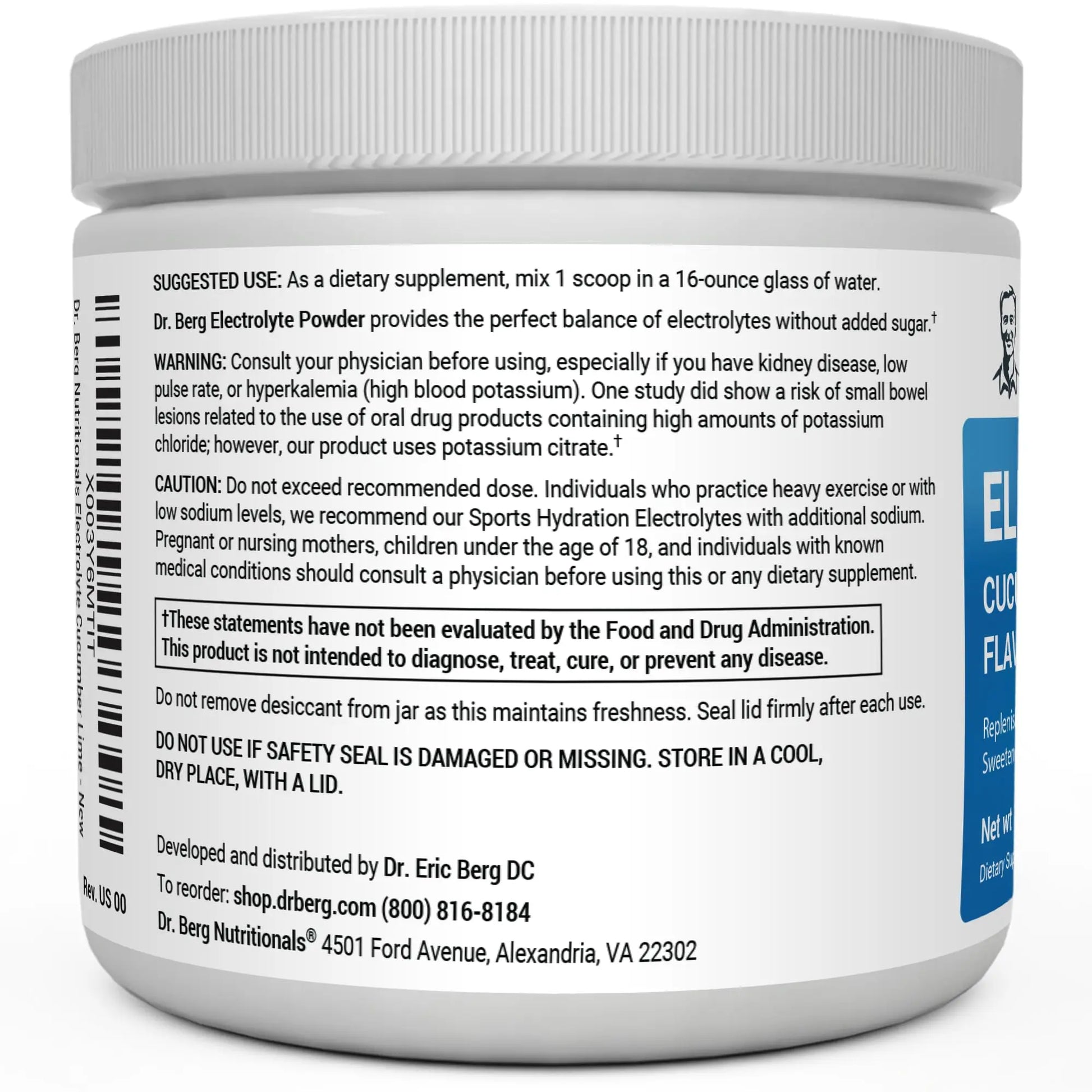 Dr. Berg Hydration Keto Electrolyte Powder - Enhanced w/ 1,000mg of Potassium & Real Dr. Berg Nutritionals Au supplements