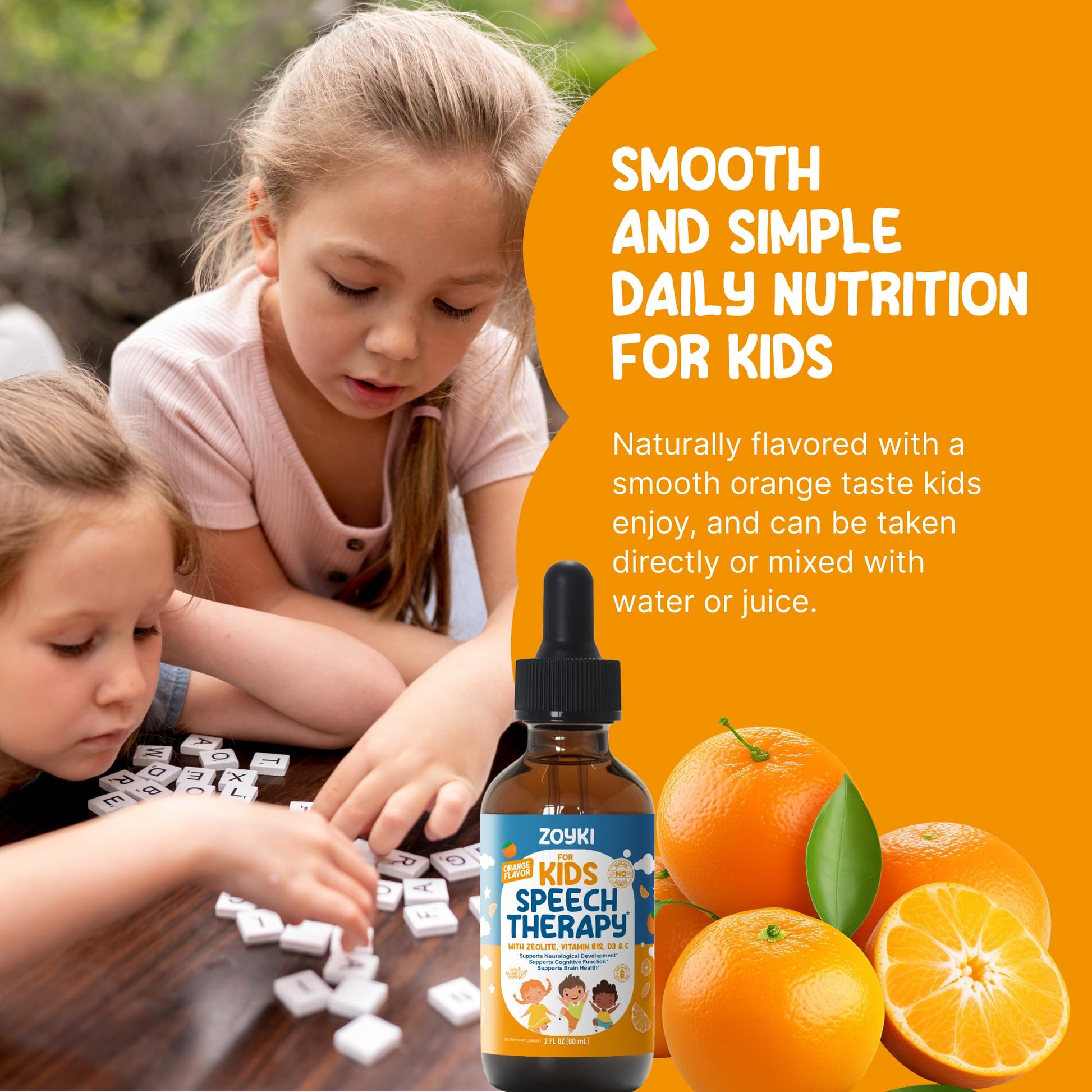 Zoyki Speech Therapy Drops for Kids - Speech Support Supplement for Communication Delay Cognitive Function Language & Brain Development with Zeolite Vitamins B12 D3 C - Sugar Free Gluten-Free Vegan Zoyki Au supplements
