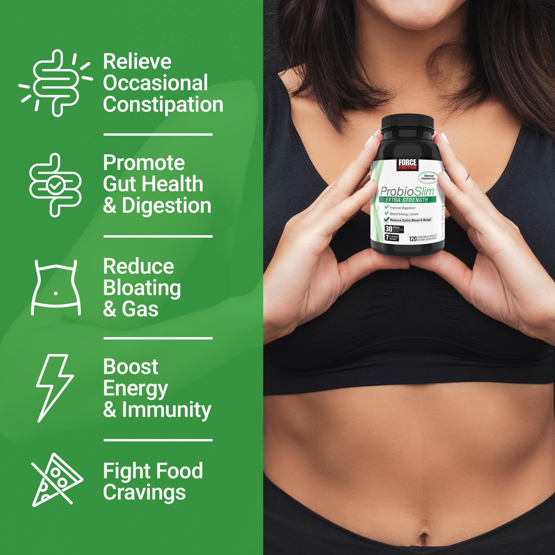 Force Factor ProbioSlim Extra Strength Probiotics for Women and Men with 30 Billion CFUs of Probiotics for Digestive Health, Bloating Relief, and Gut Health, with Prebiotic Fiber, 120 Capsules Force Factor Au supplements