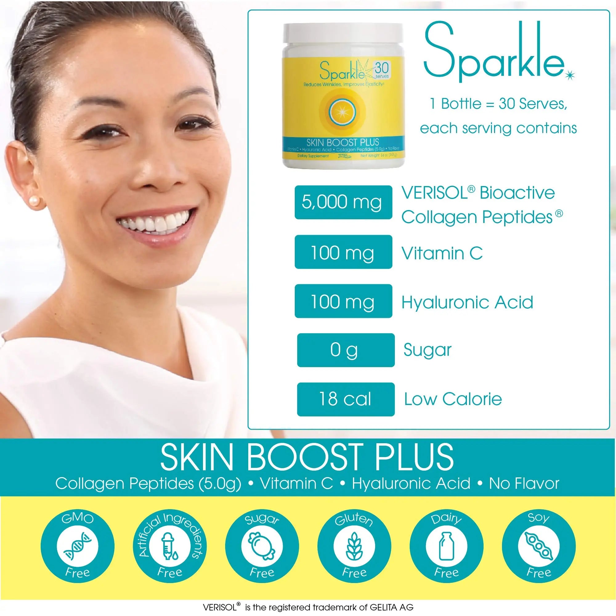 Hydrolyzed Collagen Powder - Sparkle Skin Boost Plus (No Flavor) [30-Serves] Verisol Pept Sparkle Collagen Au supplements
