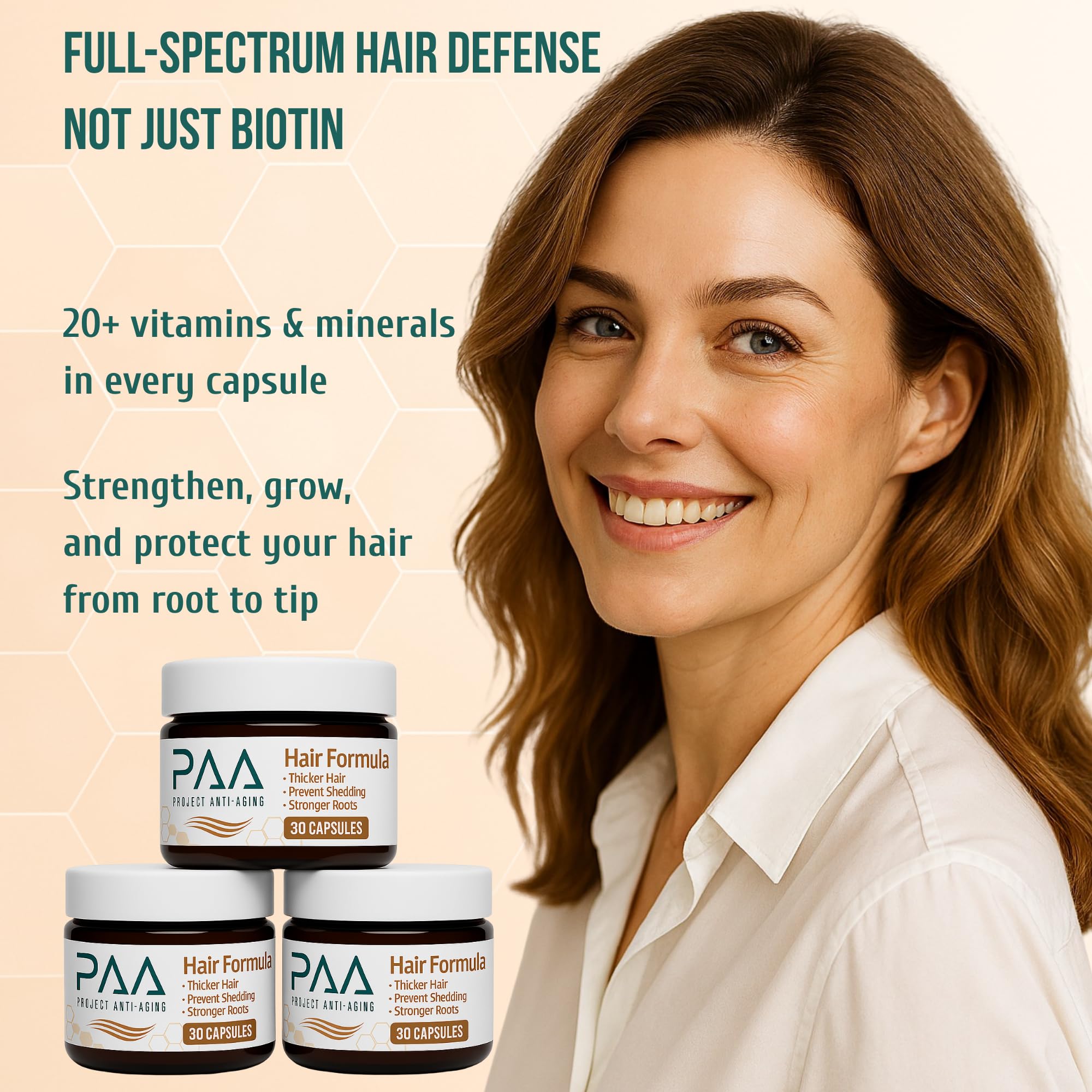 Project Anti-Aging Menopause Hair Don’t Care – Hair Growth Vitamins for Women 40+ to Support Thinning, Volume, Skin & Nails – Nutrient-Rich Supplement for Stronger, Fuller – Visible Results Project Anti-Aging Au supplements