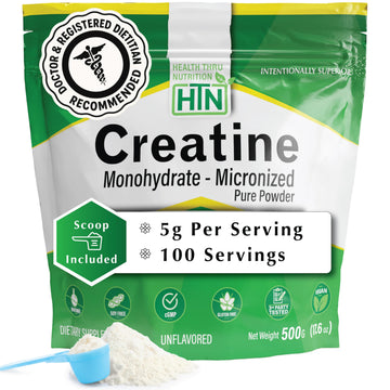 Health Thru Nutrition Creatine Monohydrate Micronized Powder – 500g Pure Unflavored – 5g Per Scoop – Workout Support, Muscle Fuel and Recovery Bulk Supplement | Non-GMO, Vegan Health Thru Nutrition Au supplements