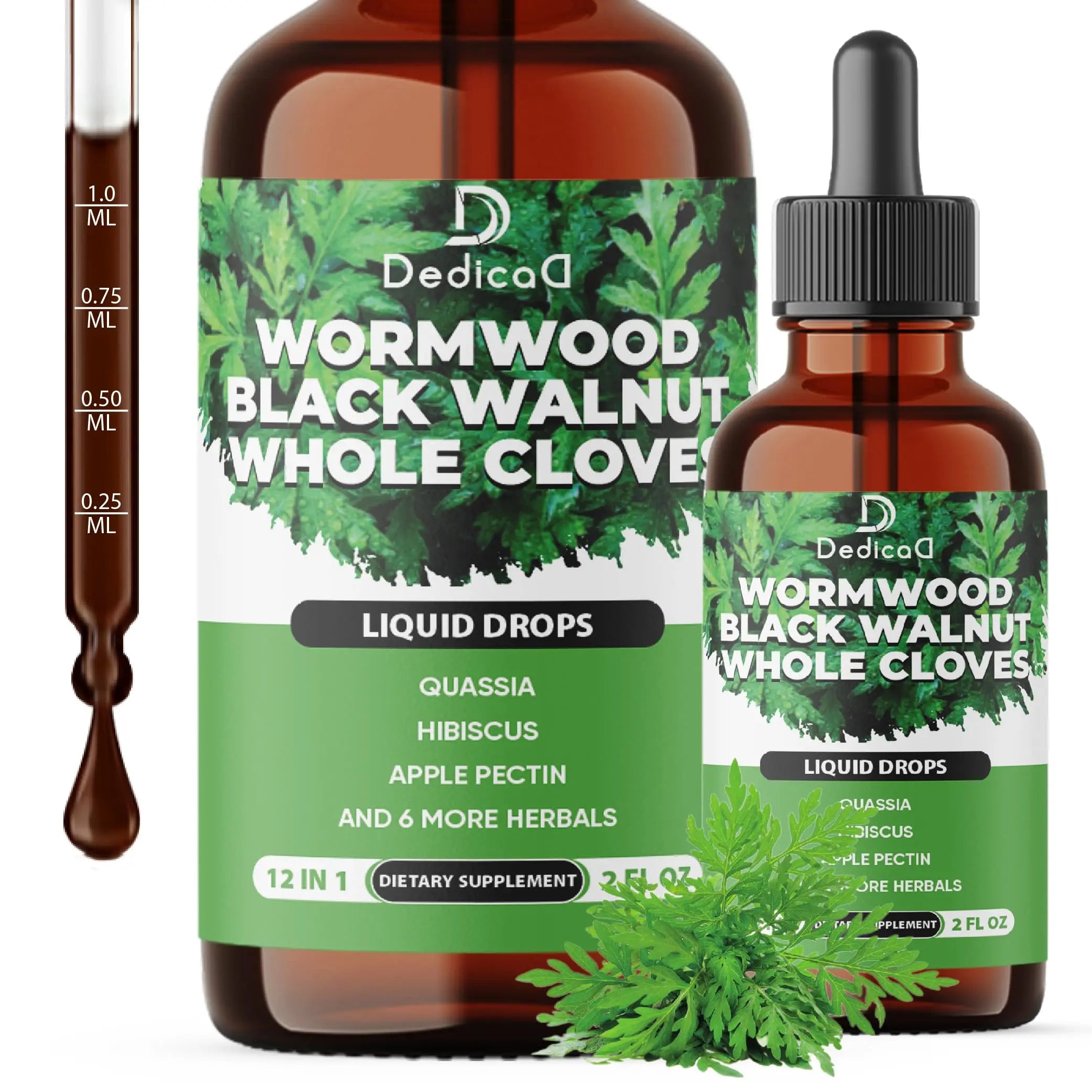DEDICAD 12in1 Wormwood Liquid Drops - Black Walnut Wormwood Tincture Liquid Extract Whole Cloves and 9 More Herbs - 60 Days Supply DEDICAD Au supplements