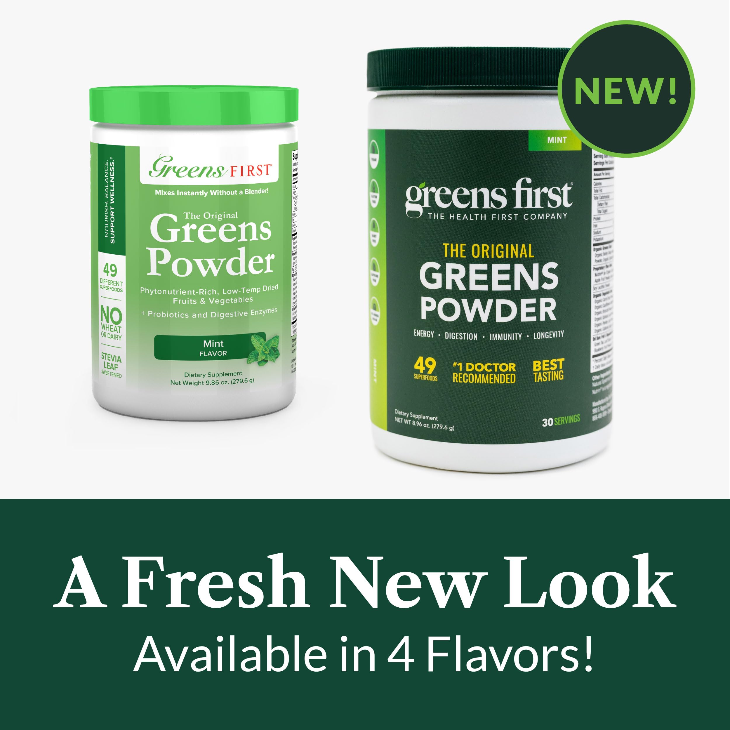 Greens First Original Greens Powder - 49 Superfoods - Organic Fruits & Veggies - Prebiotics, Probiotics & Digestive Enzymes - Antioxidant Smoothie - Dairy Free, Vegan & Non-GMO (Mint, 30 Servings) Greens First Au supplements