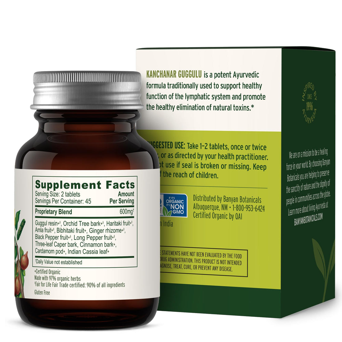 Banyan Botanicals Kanchanar Guggulu Tablets – Organic Lymph Supplement with Guggulu Resin – Promotes the Healthy Elimination of Natural Toxins* – 90 Tablets – Non-GMO Sustainably Sourced Vegan Banyan Botanicals Au supplements