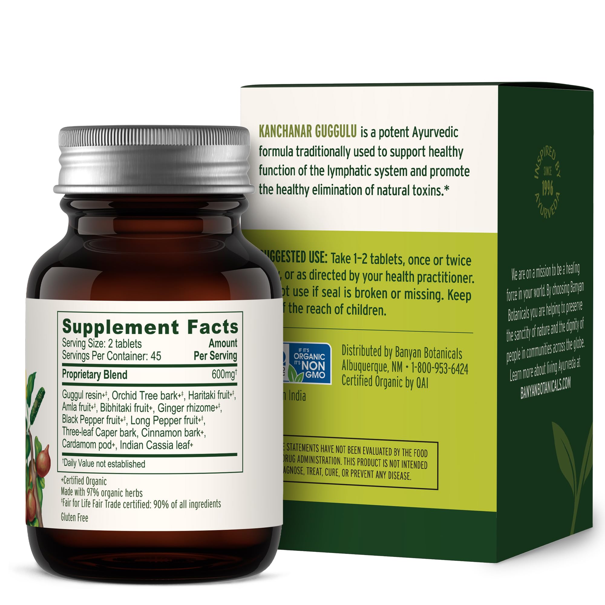 Banyan Botanicals Kanchanar Guggulu Tablets – Organic Lymph Supplement with Guggulu Resin – Promotes the Healthy Elimination of Natural Toxins* – 90 Tablets – Non-GMO Sustainably Sourced Vegan Banyan Botanicals Au supplements