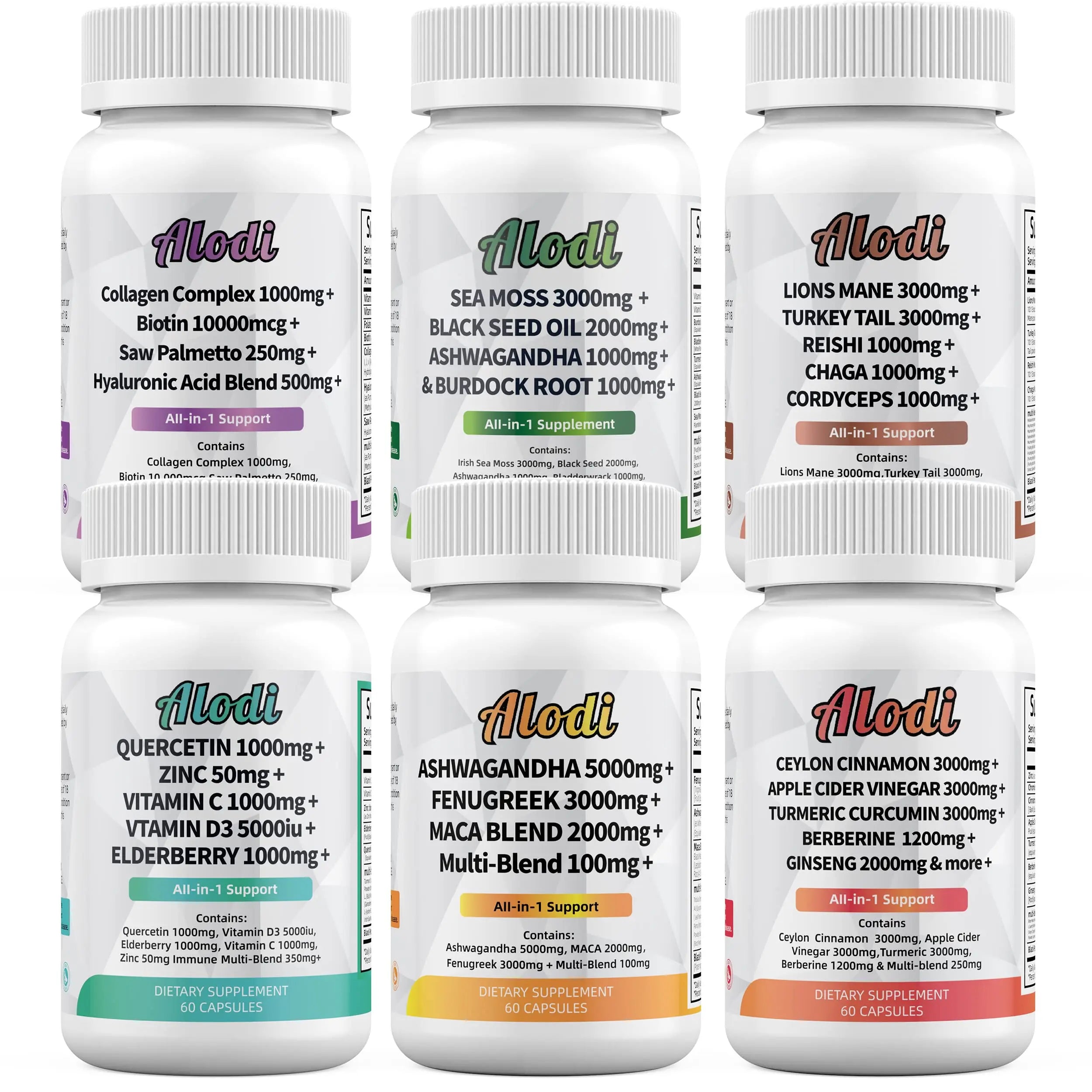 Sea Moss 3000mg Black Seed Oil 2000mg Ashwagandha 1000mg Turmeric 1000mg Alodi Au supplements