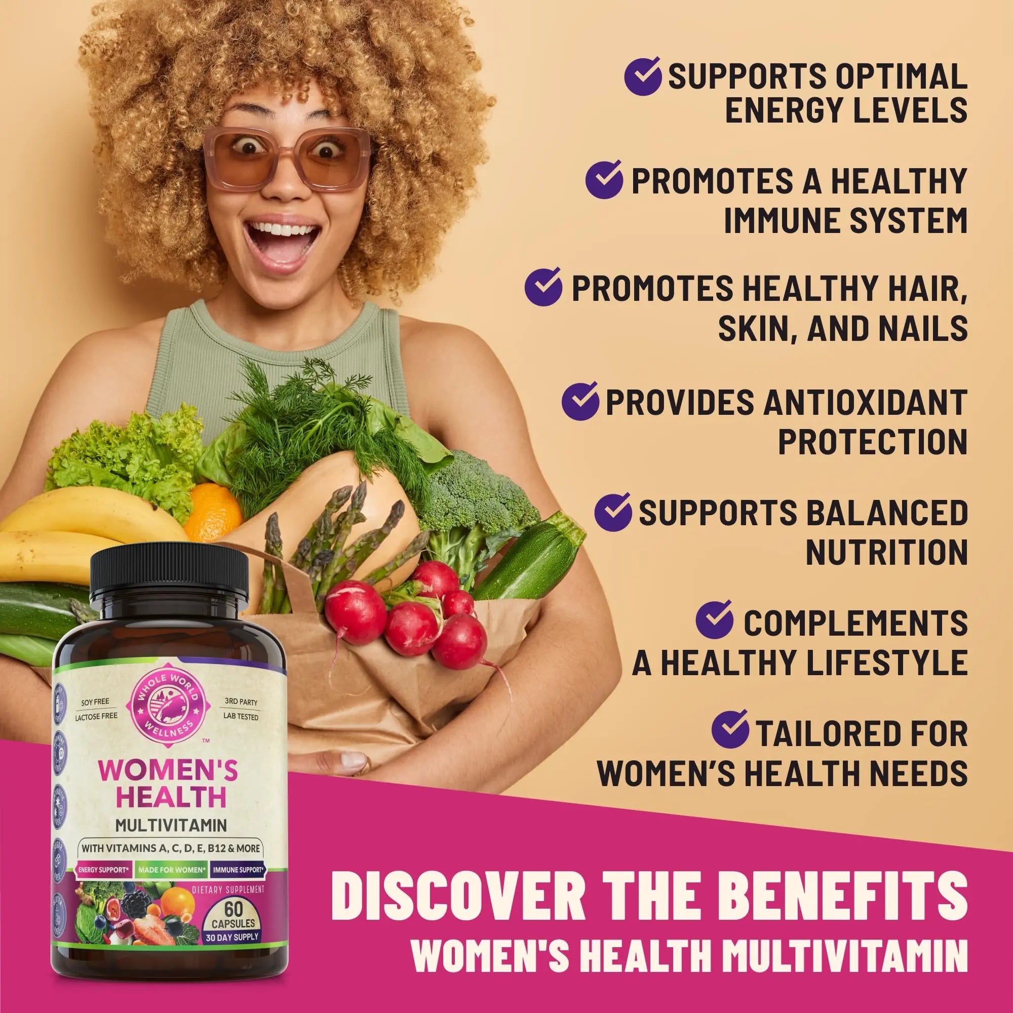 Womens Daily Multivitamins & Mens Daily Multivitamins Bundle (One Bottle Each) - Supports Holistic Wellness, Including Energy & Focus. Multivitamin & Multimineral Blend. Made in The USA. WHOLE WORLD WELLNESS Au supplements