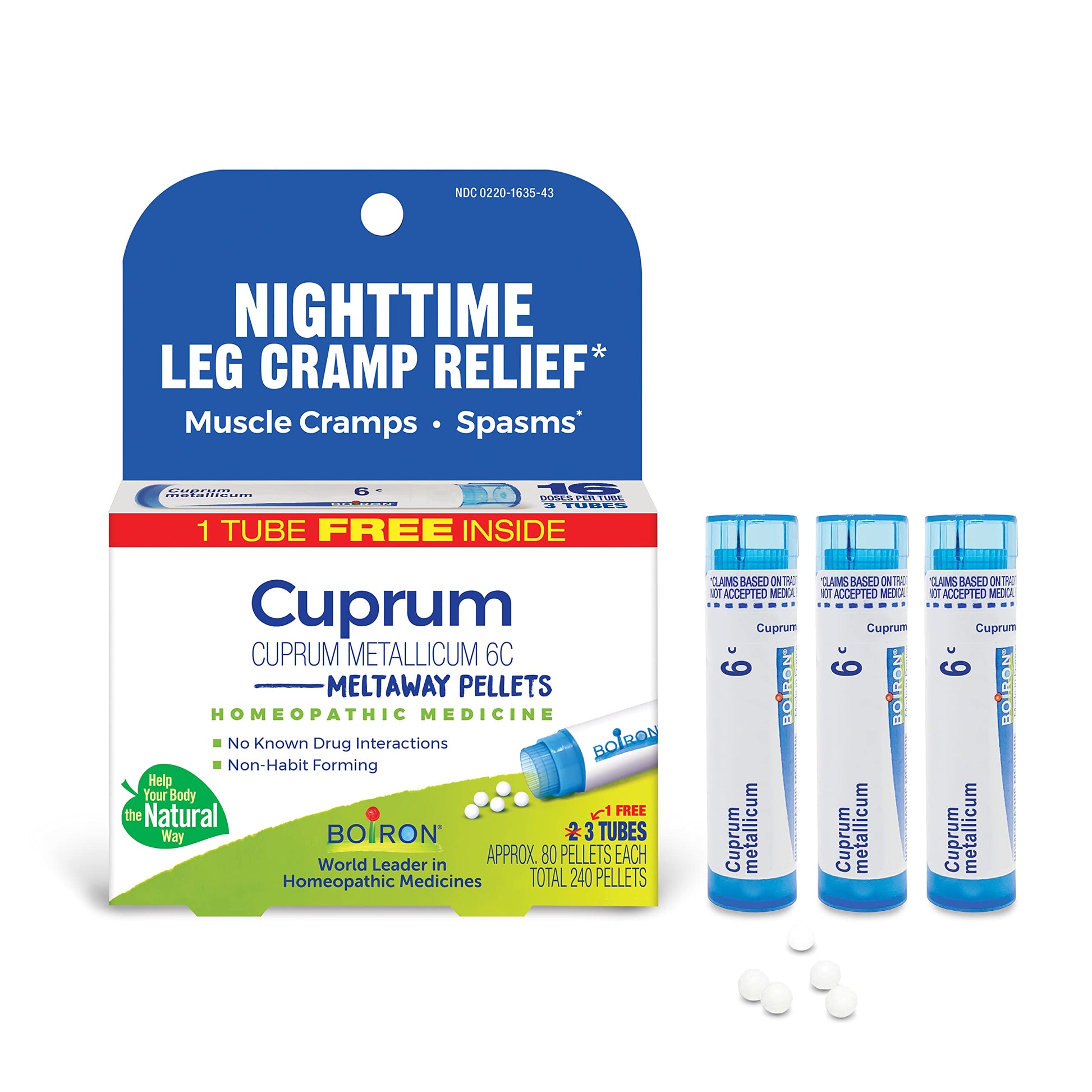 Boiron Cuprum Metallicum 6C Homeopathic Medicine for Nighttime Leg Cramp Relief, Muscle Cramps, and Spasms - 3 Count (240 Pellets) Boiron Au supplements