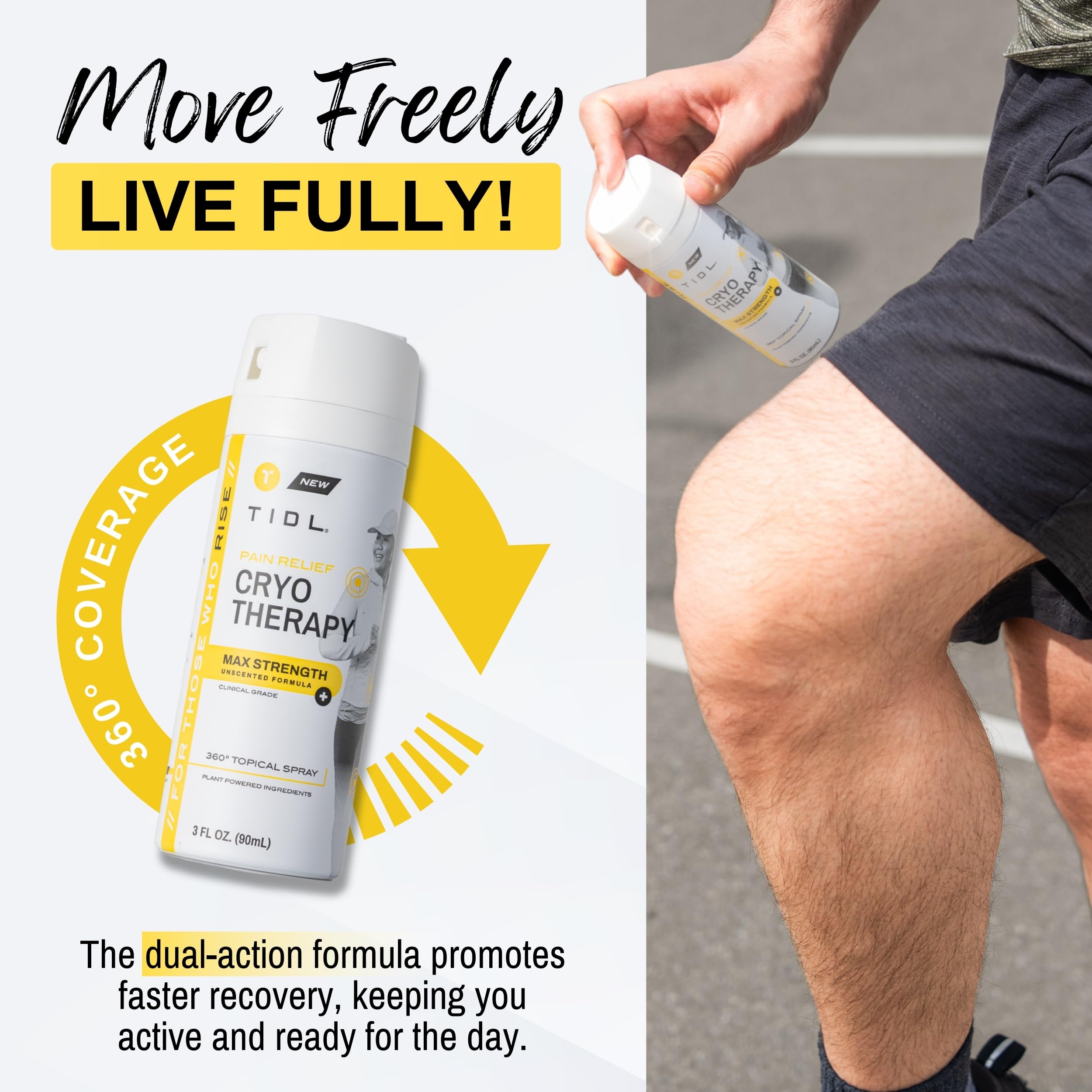 TIDL Cryotherapy Pain Relief Spray, 3 Oz (Pack of 2) Max Strength for Fast-Acting Muscle, Joint & Neck Pain Relief, Plant-Based Menthol & Camphor Pain Reliever, Quick Drying Formula TIDL Au supplements