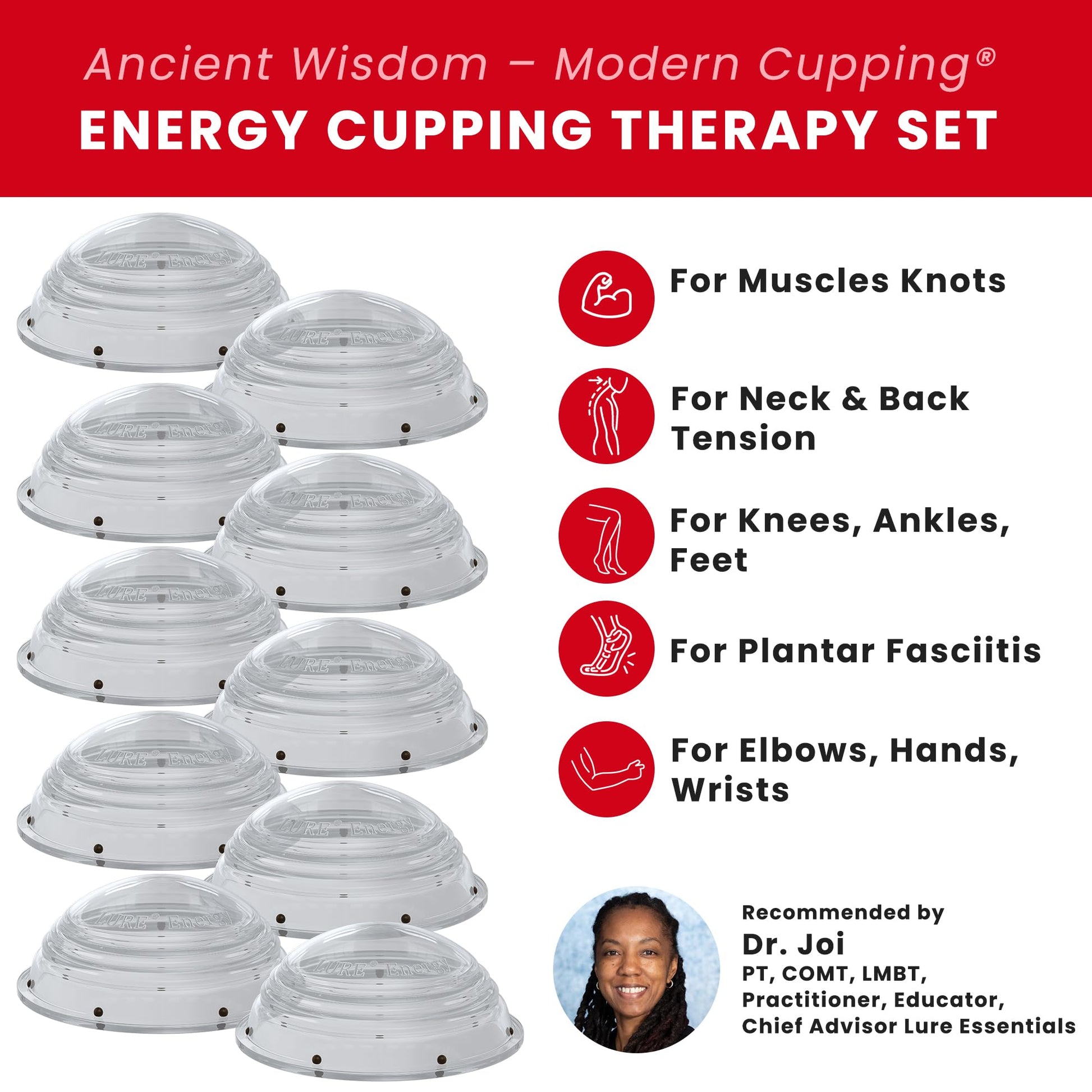 Lure Essentials Cupping Therapy Set 10 Professional Silicone Cupping Cups for Muscle Knots, Joints, Muscles, Arms and Feet Lure Essentials Au supplements