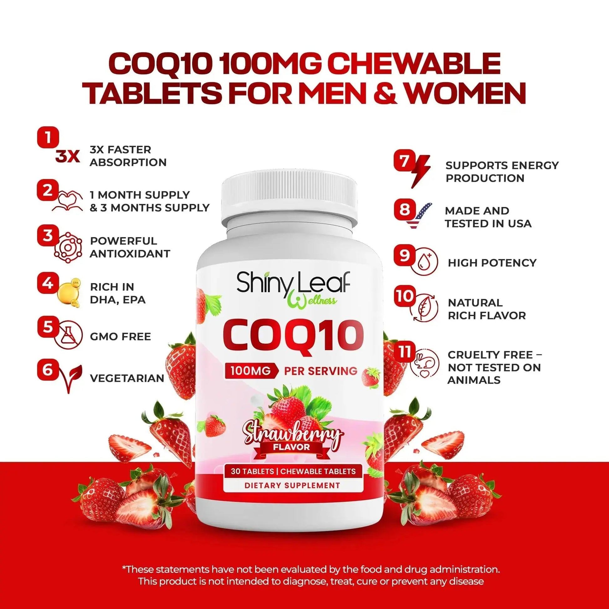 Bariatric Multivitamin Iron-Free One Capsule Per Day and CoQ10 100mg Supplement for Brain Health and Energy Management for Women and Men - 1 Month Supply Shiny Leaf Au supplements