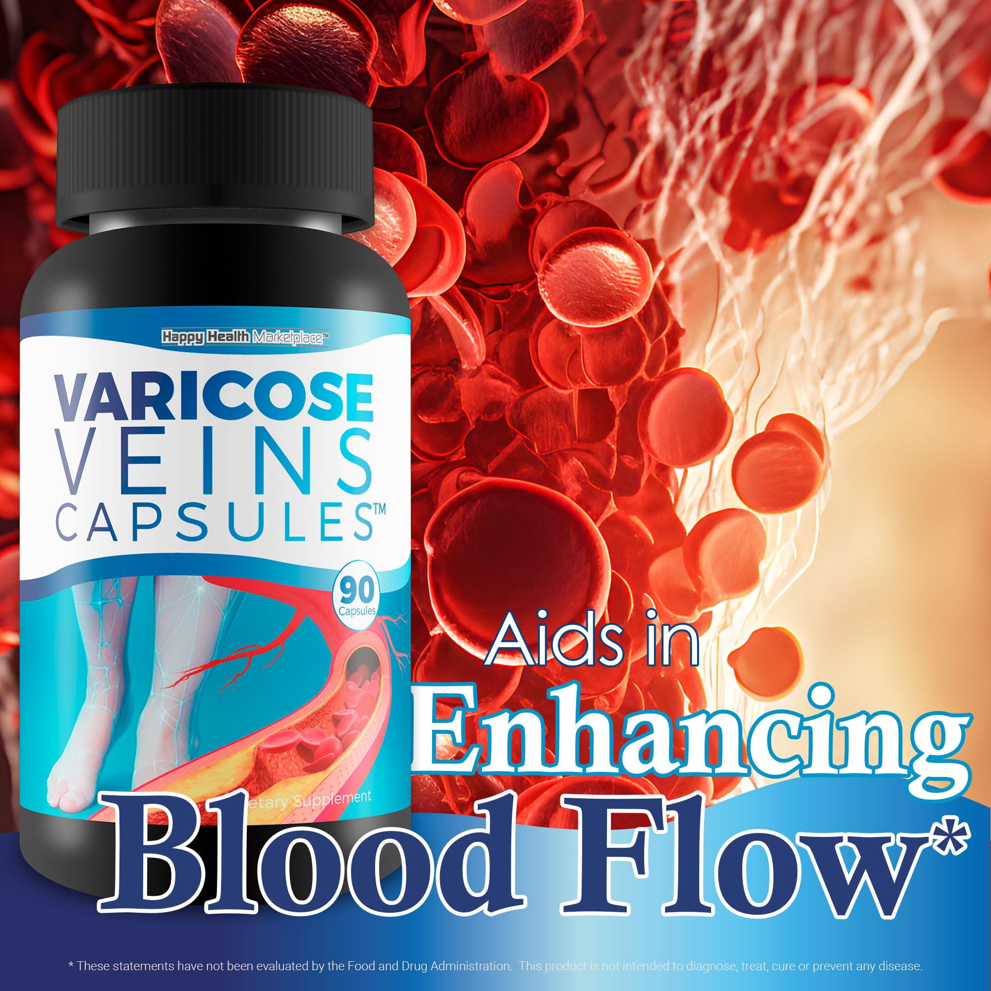 Varicose Veins Capsules - Our Best Natural Varicose Veins Treatment - Varicose Vein Supplement Anti Varicose Veins Women - Herbal Varicose Veins Treatment for Legs - Herbal Remedies for Varicose Veins Happy Health Marketplace Au supplements