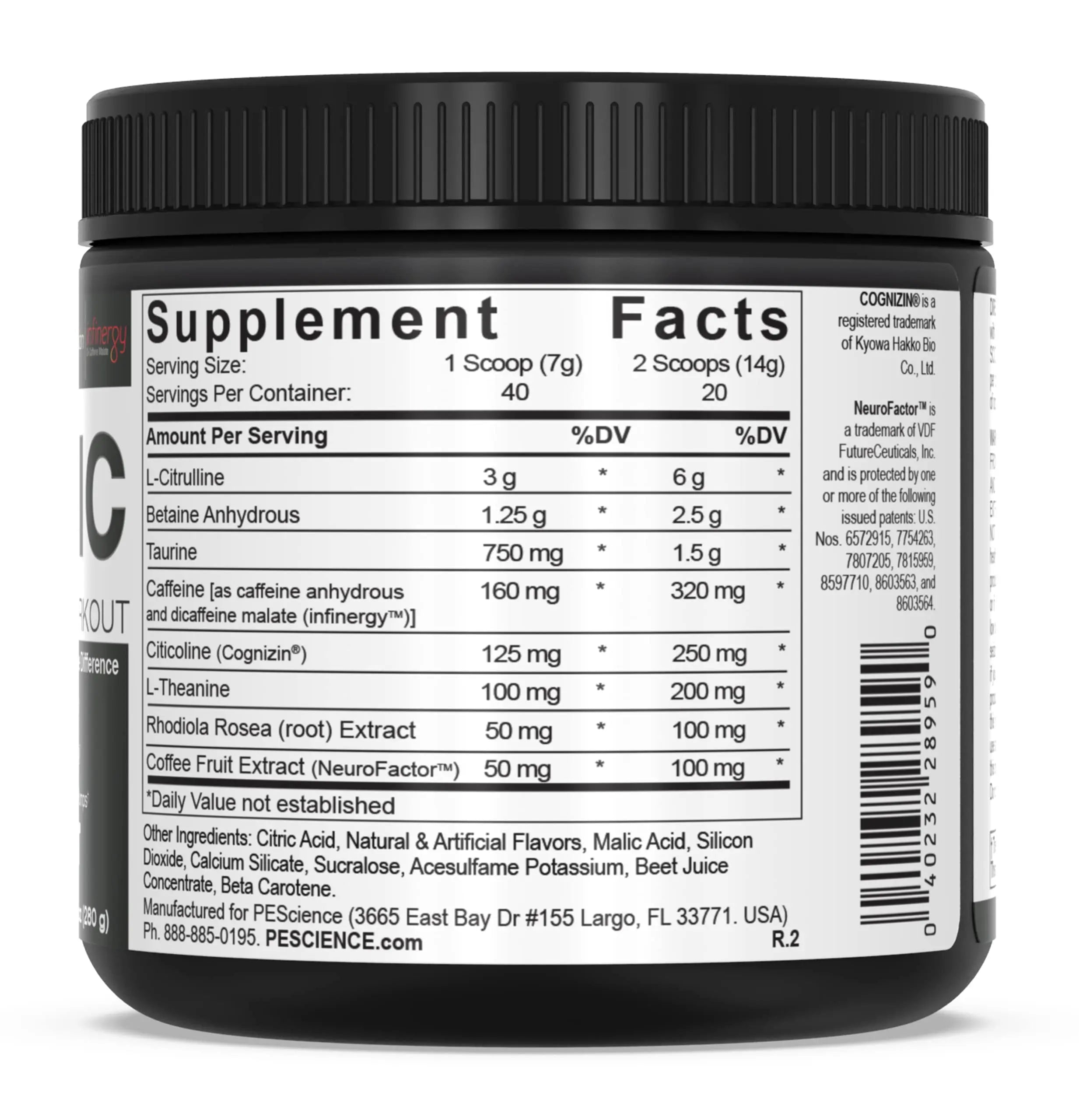 PEScience Prolific Pre Workout Powder, Sour Peach Candy, 40 Scoop, Energy Supplement PEScience Au supplements
