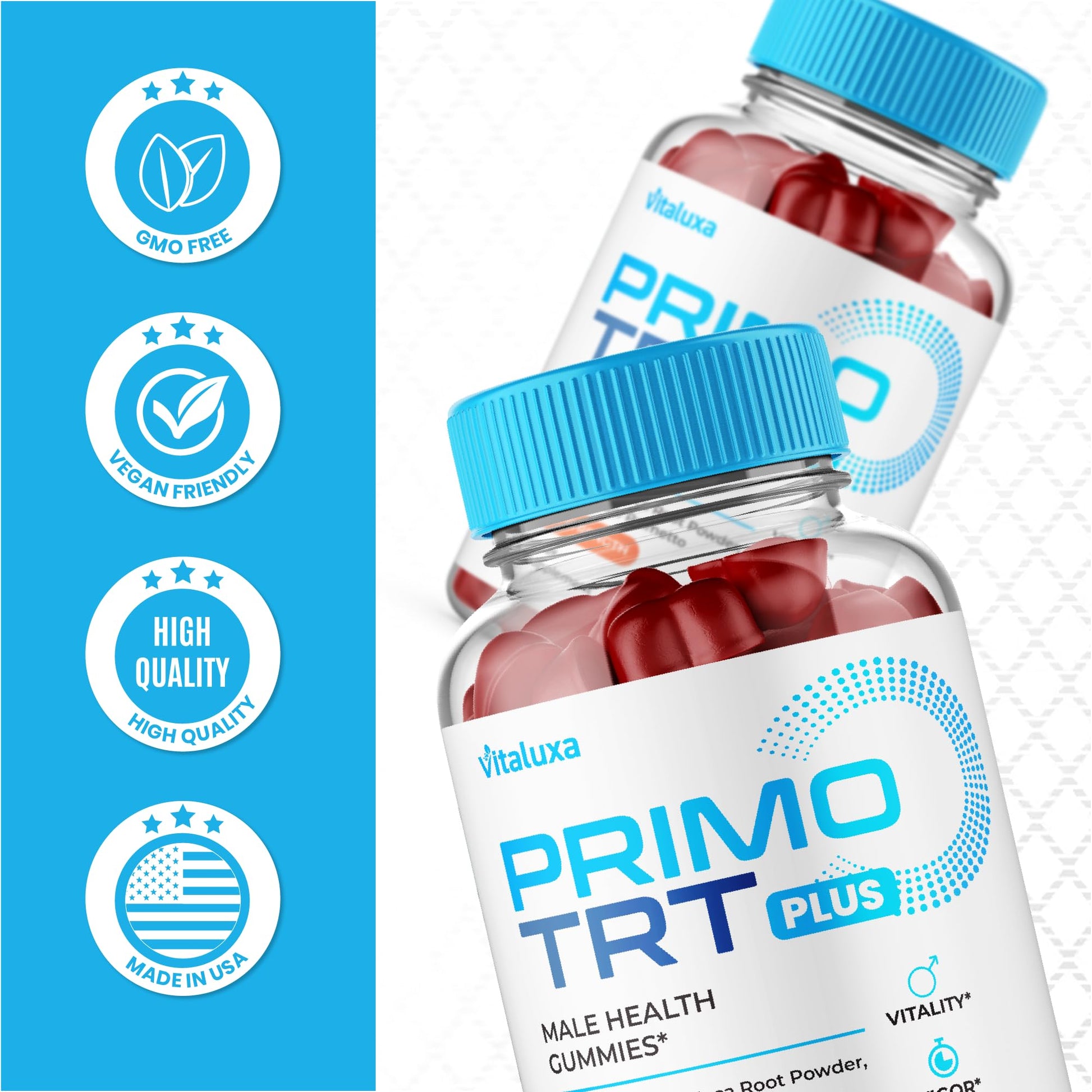 (2 Pack) Primo TRT Gummies, Primo TRT Advanced Performance Blend Supplement, PrimoTRT Try Prime Gomitas Maximum Strength for Males Support for Overall Health Wellness All Natural Ingredients (120 Ct) Vitaluxa Au supplements