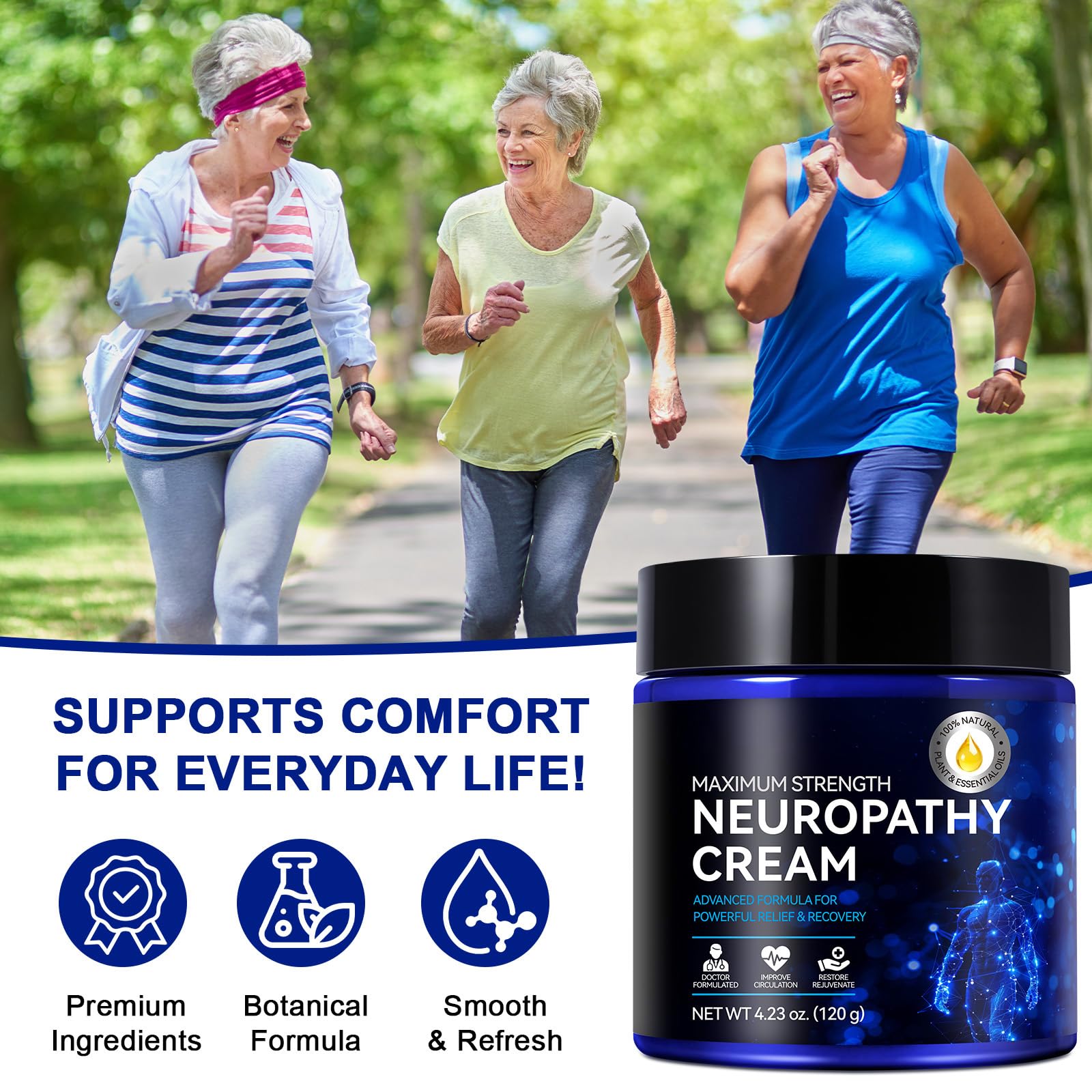 Neuropathy Cream for Feet, Legs & Hands – Lightweight, Plant-Based Formula with Cooling Comfort, 4 oz CFXYHNOX Au supplements