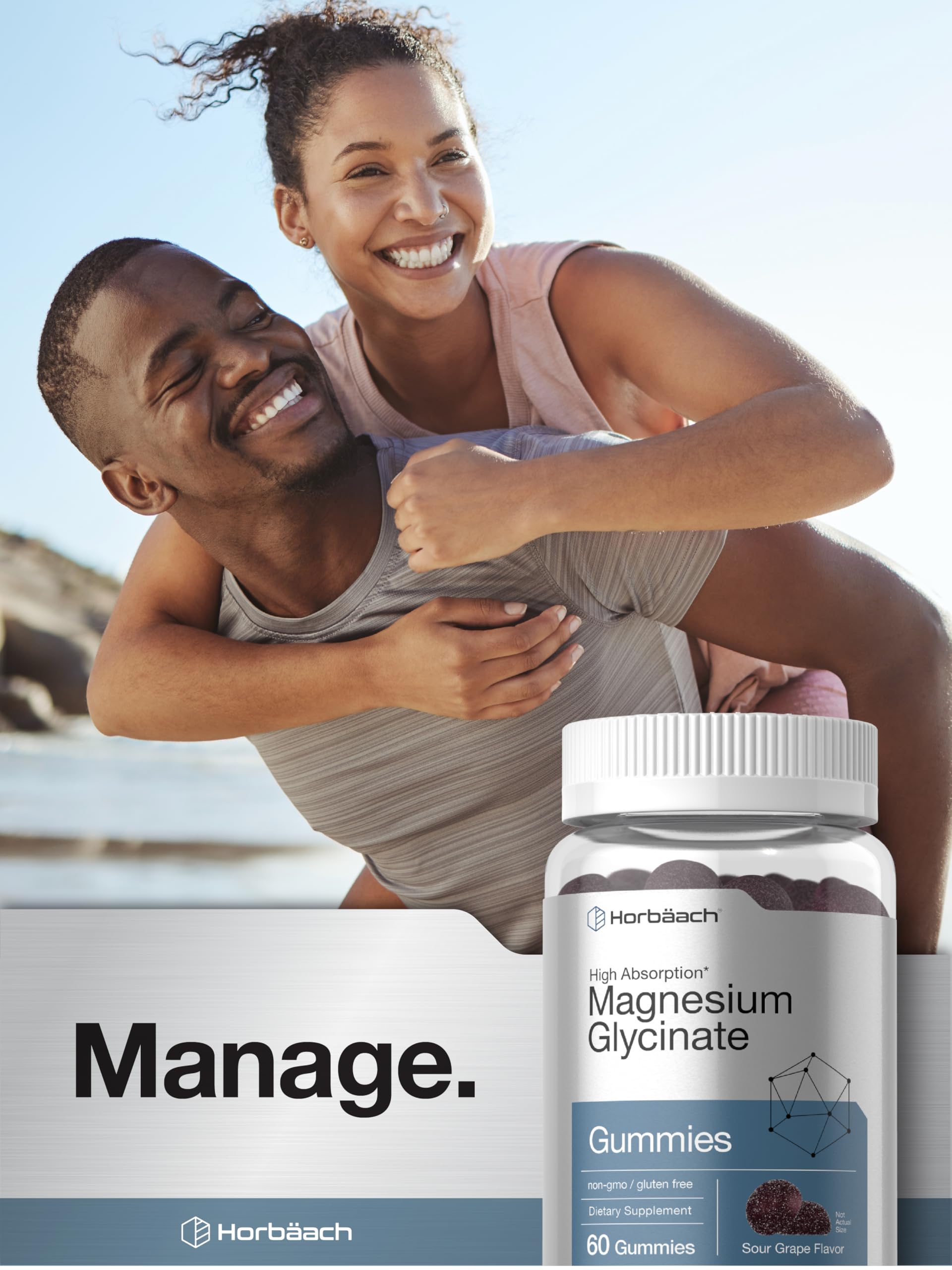 Horbäach Magnesium Glycinate Gummies | 60 Count | Sour Grape Flavor | High Absorption | Vegan, Non-GMO, Gluten Free Horbäach Au supplements