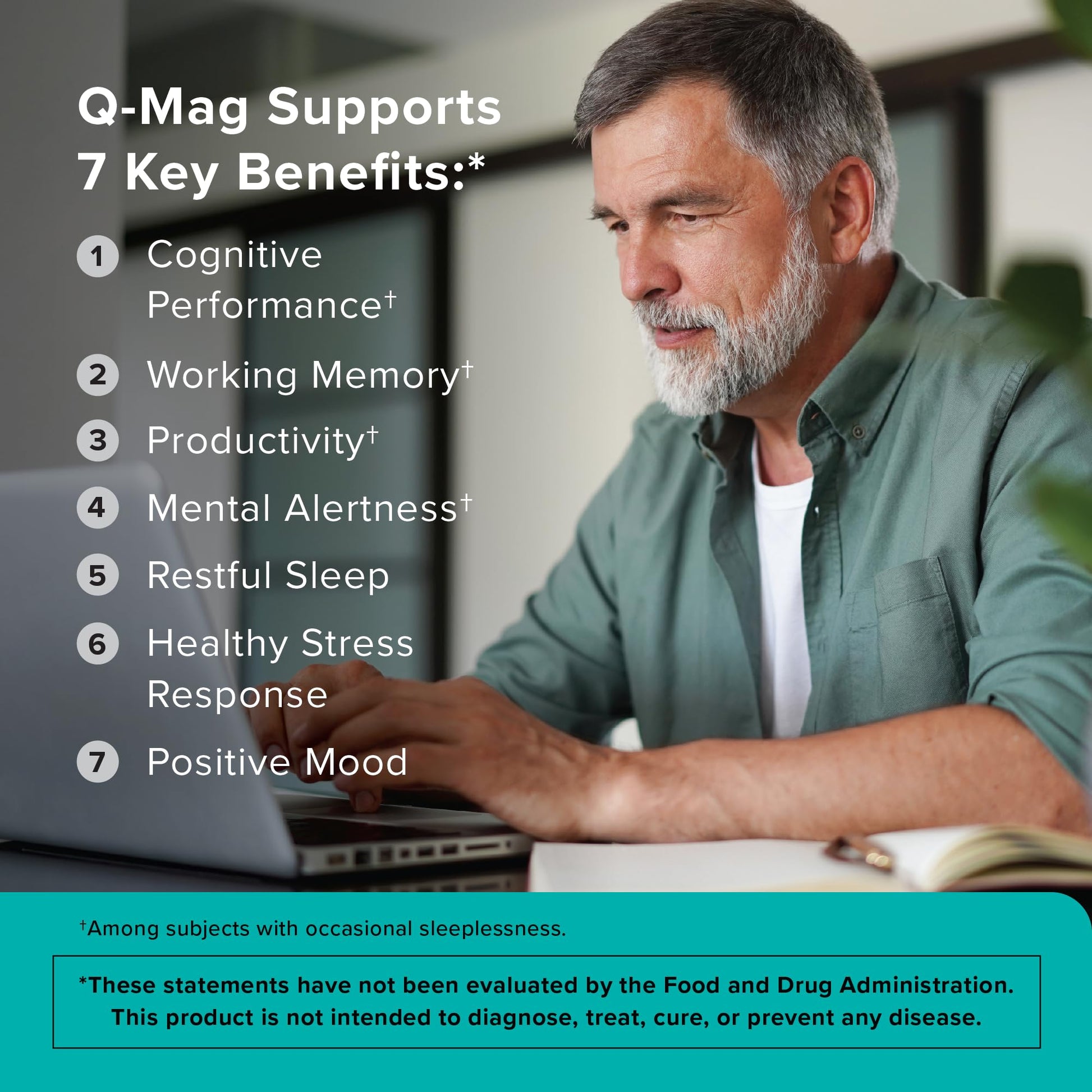 Qunol Q-Mag Magnesium L-Threonate Tablets, 2000mg of Magtein to Help Support Cognitive Performance, Improve Mental Alertness & Productivity, Supports Restful Sleep, High Absorption, 60 Count Qunol Au supplements