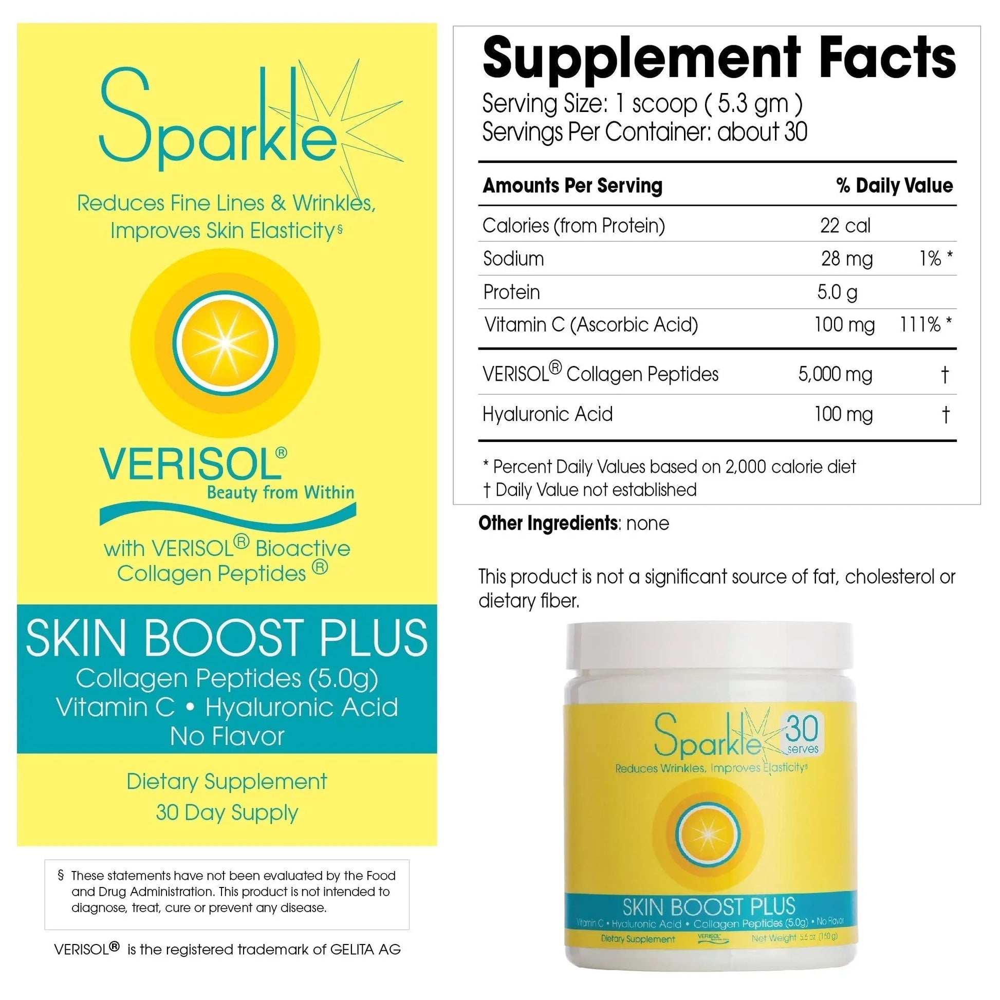 Hydrolyzed Collagen Powder - Sparkle Skin Boost Plus (No Flavor) [30-Serves] Verisol Pept Sparkle Collagen Au supplements