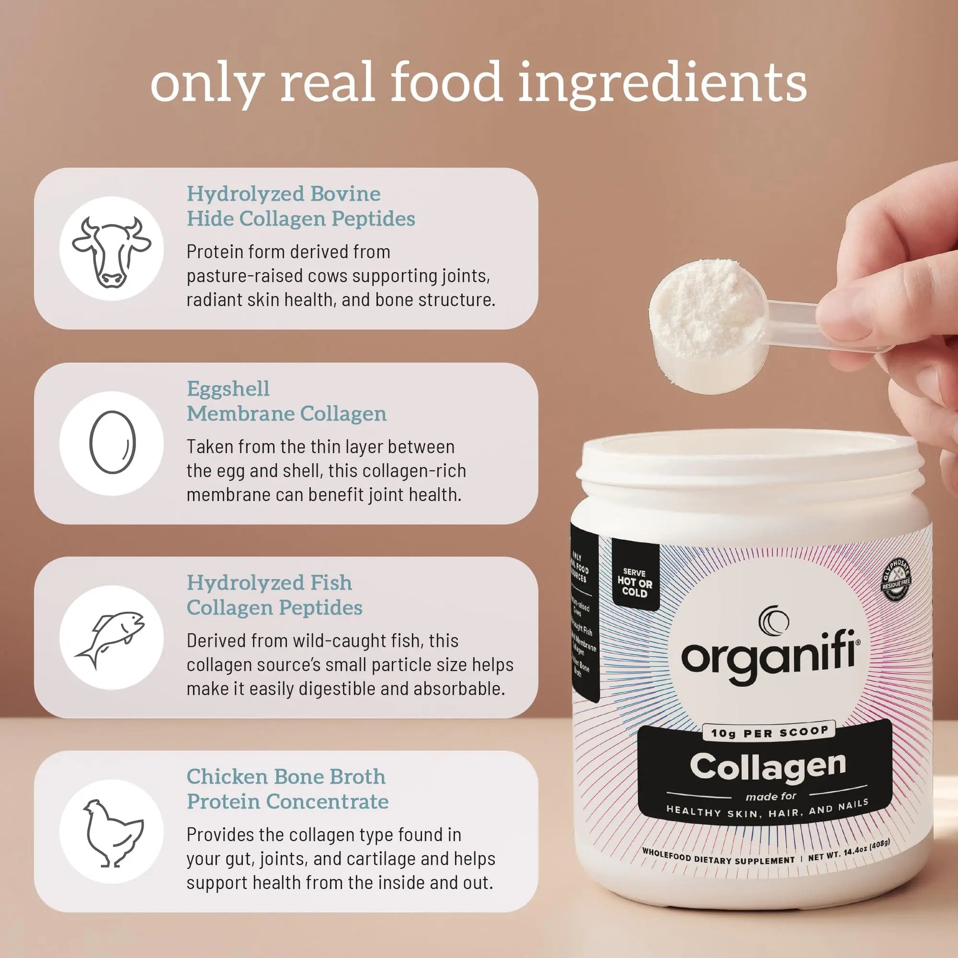 Organifi Unflavored Collagen Powder - Supports Stronger Skin, Nail, and Hair, 40 Servings Organifi Au supplements