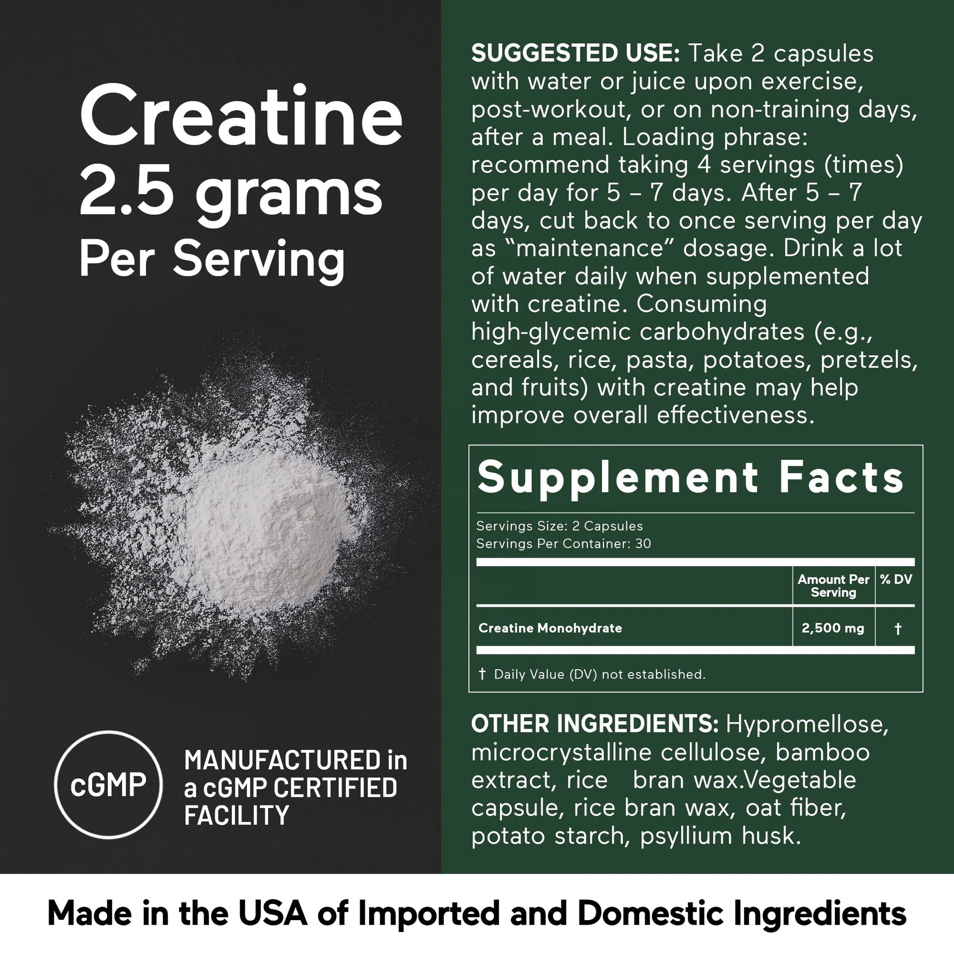 SMARTERNUTRITION Creatine Monohydrate Pills with 2500mg (2.5g) Per Serving, Vegan Capsules - Pre & Post Workout Recovery Support, Promotes Muscle Mass &. Endurance - 60 Count[30-Day Supply] SMARTERNUTRITION Au supplements
