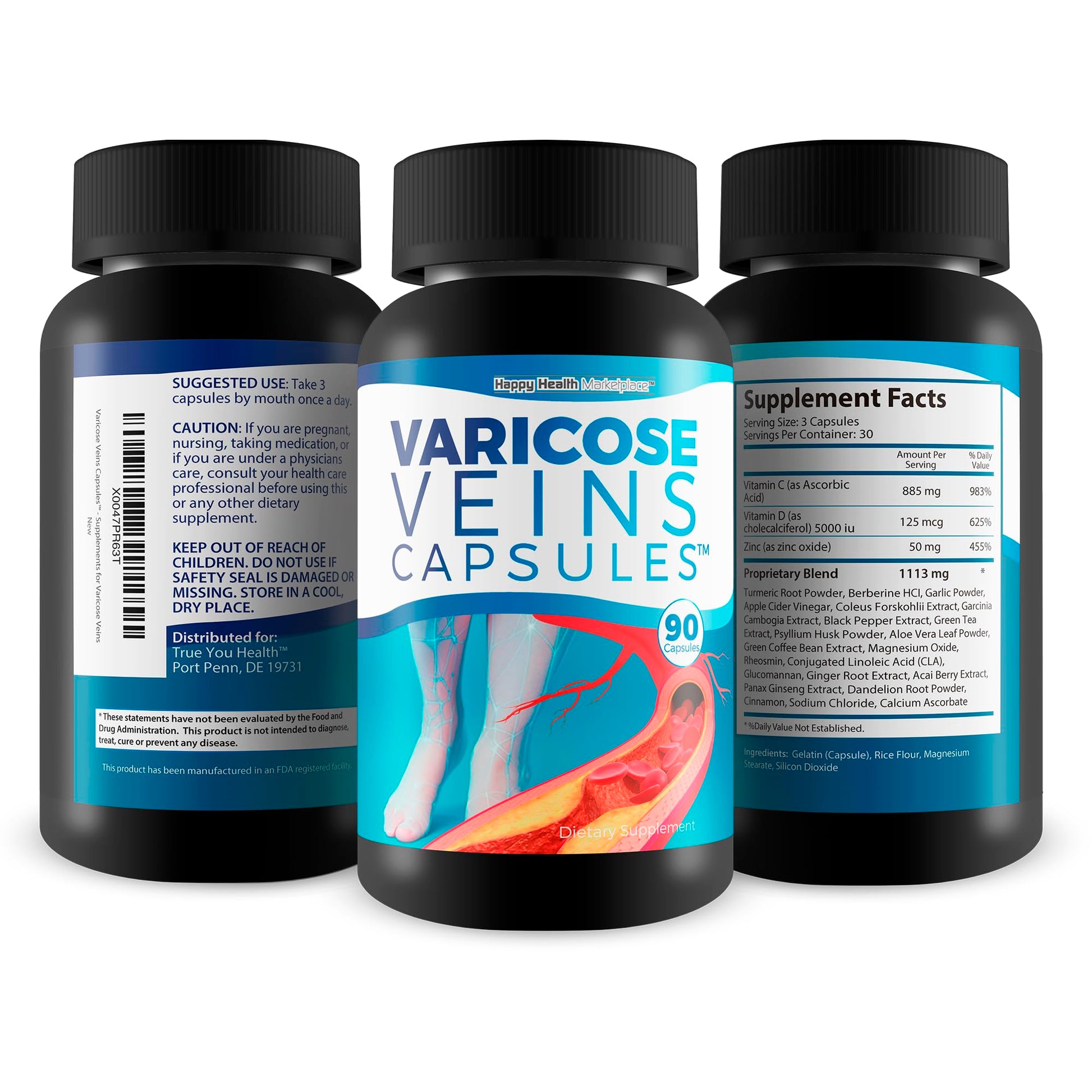 Varicose Veins Capsules - Our Best Natural Varicose Veins Treatment - Varicose Vein Supplement Anti Varicose Veins Women - Herbal Varicose Veins Treatment for Legs - Herbal Remedies for Varicose Veins Happy Health Marketplace Au supplements