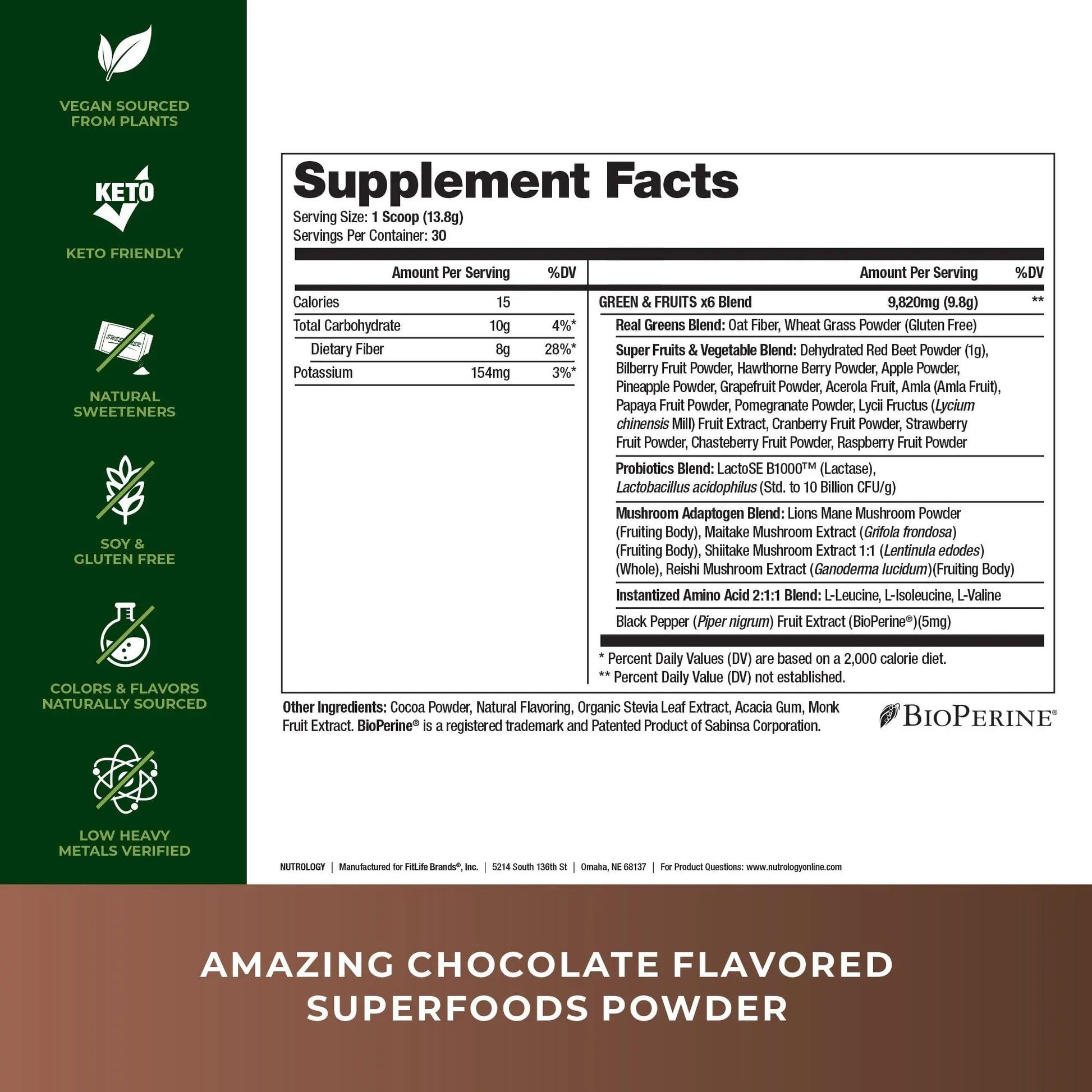 Nutrology Greens & Fruits Powder-Naturally Sourced Superfood, Chocolate (30 Servings) Beet Natural O2, Pre Workout Powder, Passion Fruit Flavor (30 Servings) Nutrology Au supplements