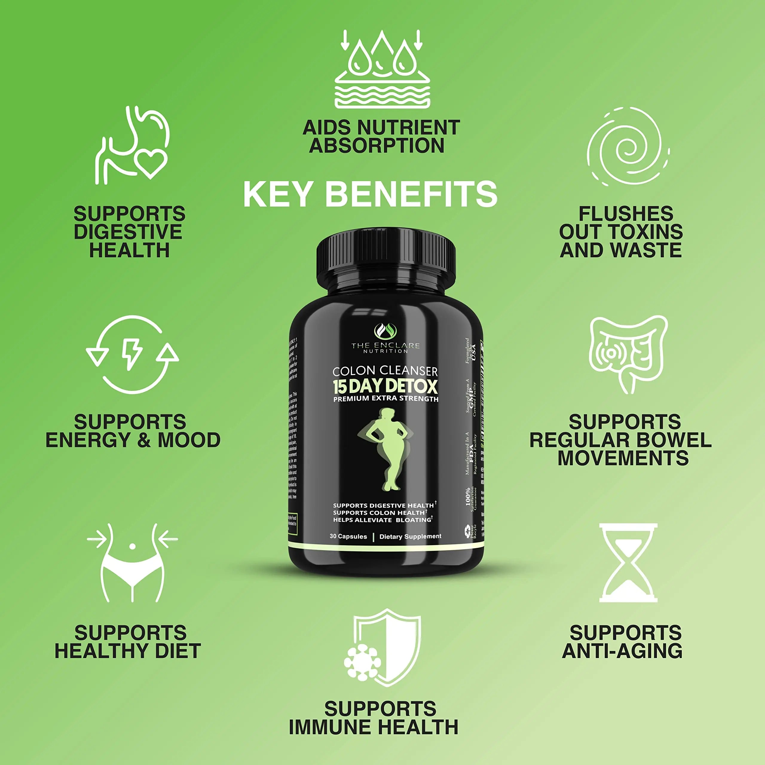 Colon Cleanse Fast-Acting Colon Cleanser Detox. Healthy Bowel Movement THE ENCLARE NUTRITION Au supplements