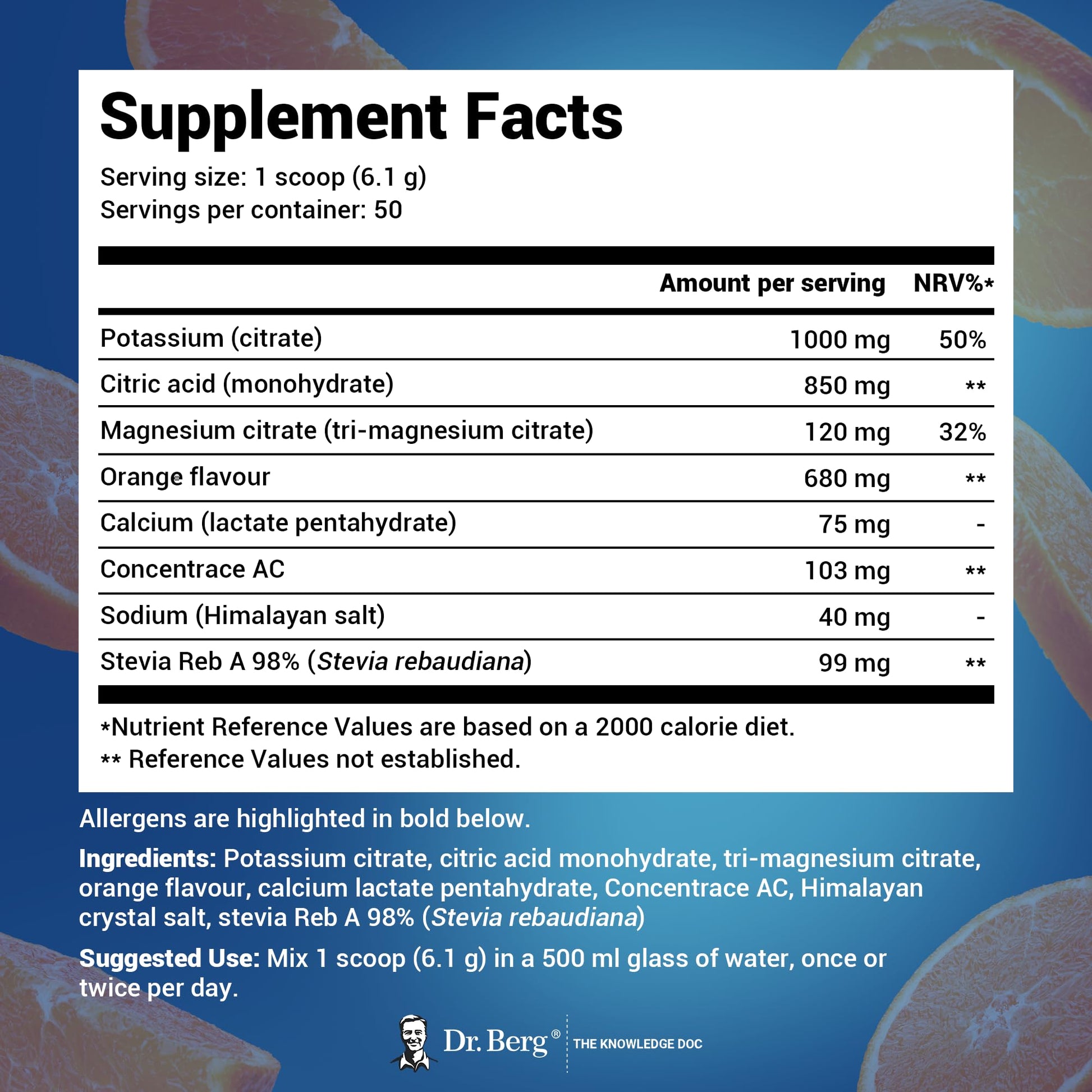 Dr. Berg Electrolyte Powder - Electrolyte Drink Supplements with 1000mg Potassium Dr. Berg Nutritionals Au supplements