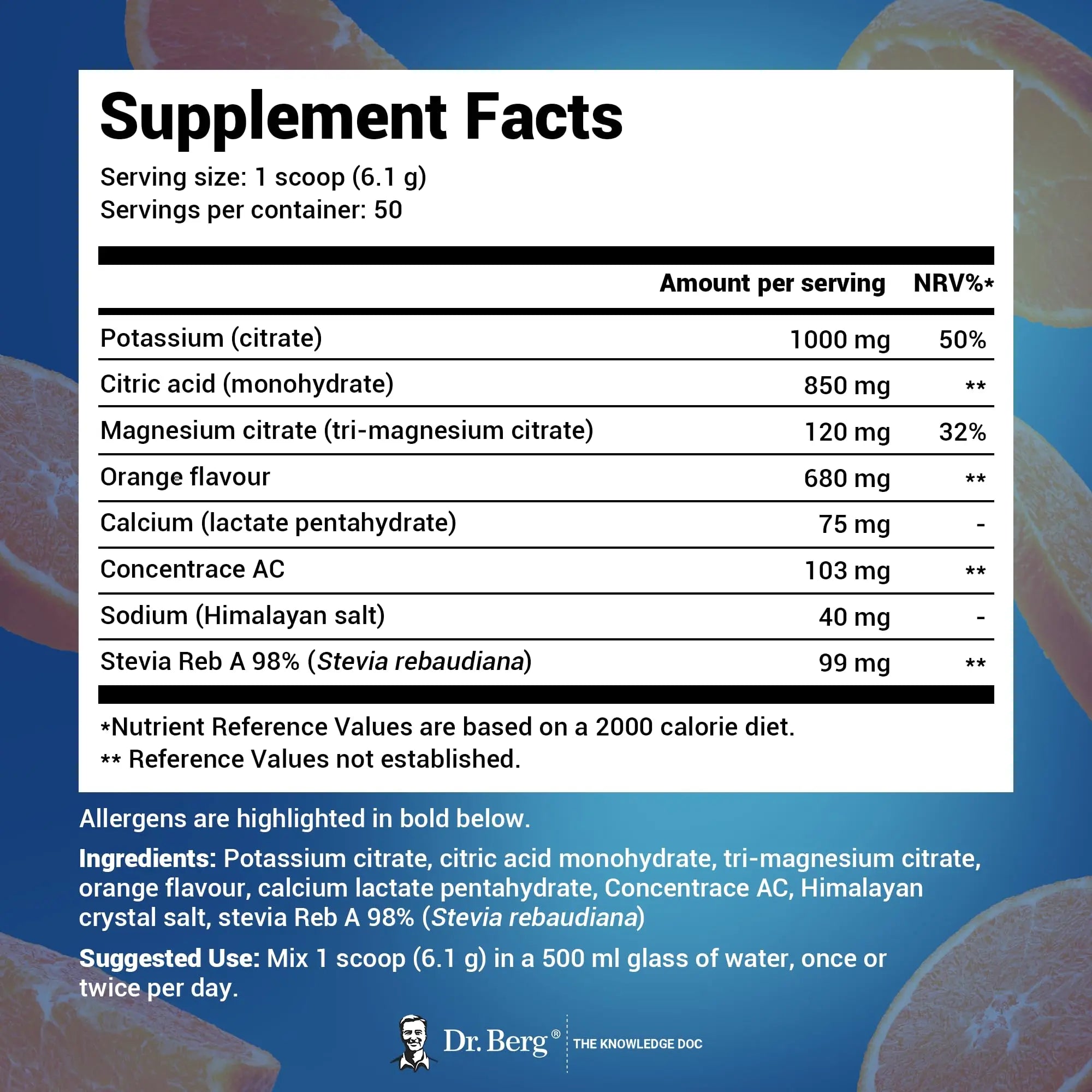 Dr. Berg Electrolyte Powder - Electrolyte Drink Supplements with 1000mg Potassium Dr. Berg Nutritionals Au supplements