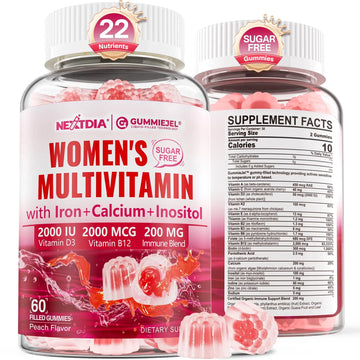 Methylated Multivitamin for Women Gummies, Calcium, D3 K2, Methylfolate & B12, Inositol, Daily Vitamin A C E, B Complex, Biotin, Zinc Nextdia Au supplements