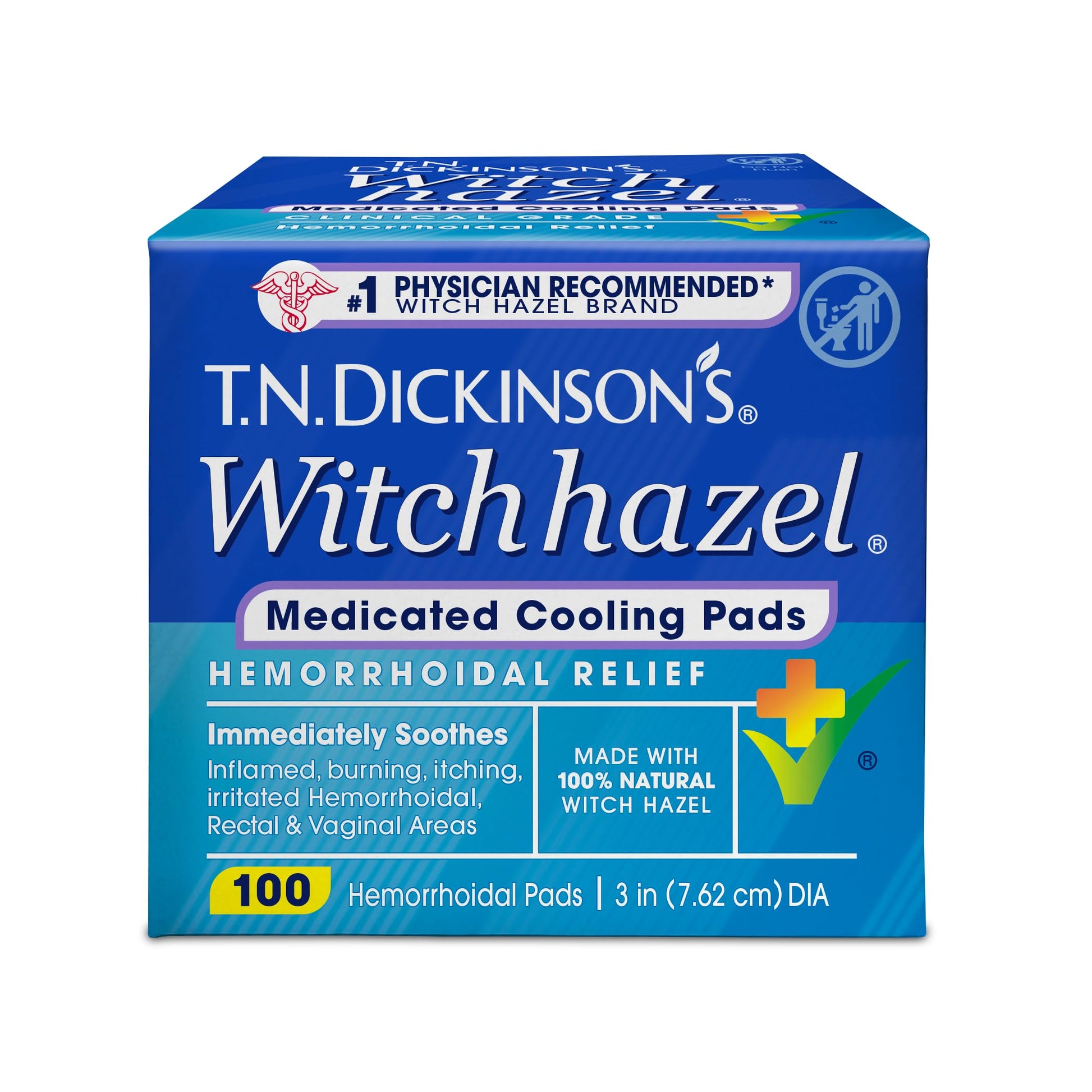 T.N. Dickinson’s Medicated Cooling Pads with Witch Hazel and Aloe | Hemorrhoid Treatment, Postpartum Care, Feminine & Rectal Relief | 100 Rounds T.N. Dickinson's Au supplements
