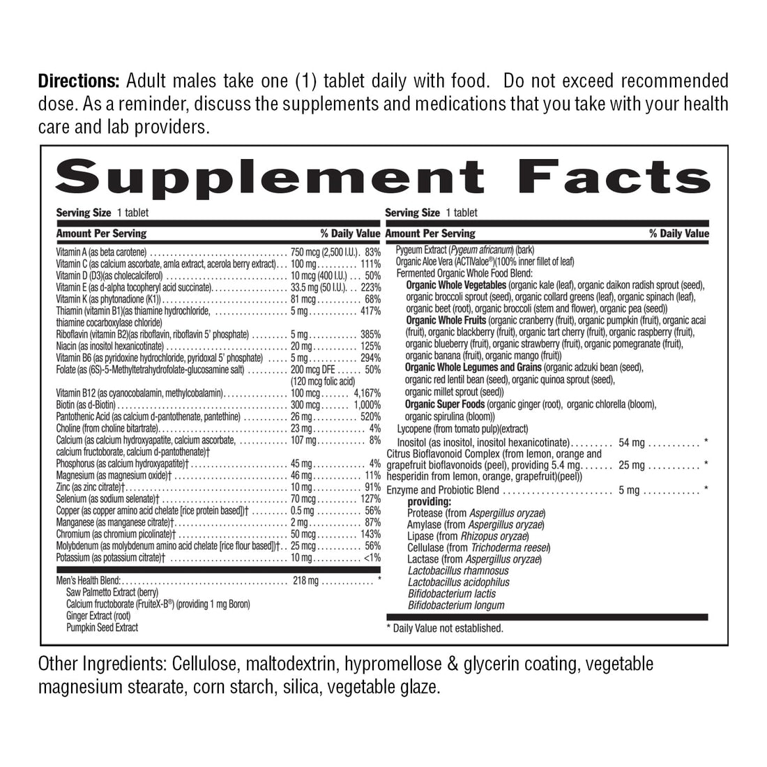 Country Life Core Daily-1 for Men - Multivitamin with Probiotics, Saw Palmetto, Pumpkin Seed Extract, and Coenzymated B Vitamins - Gluten-Free and Vegetarian - 60 Tablets Country Life Au supplements