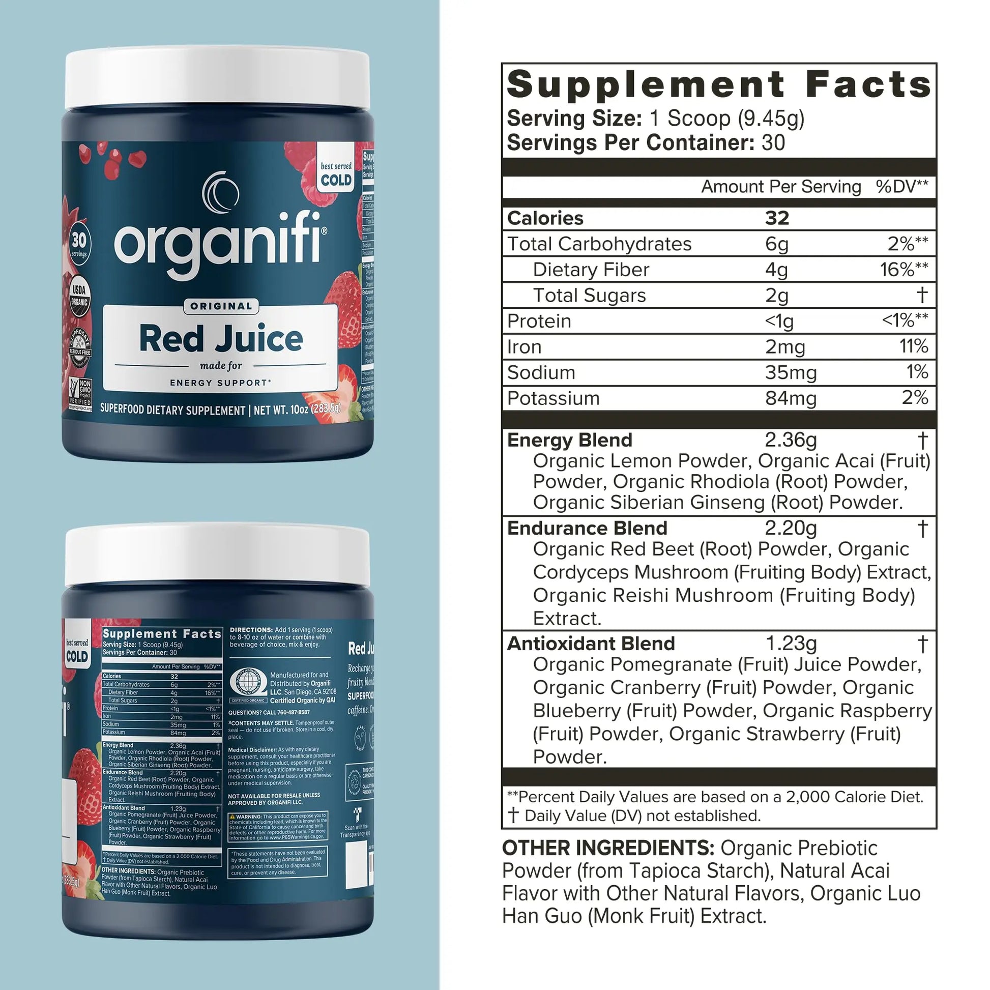 Organifi Red Juice - Natural Superfood Energy Boost - High in Antioxidants - Sweet-Berry Organifi Au supplements