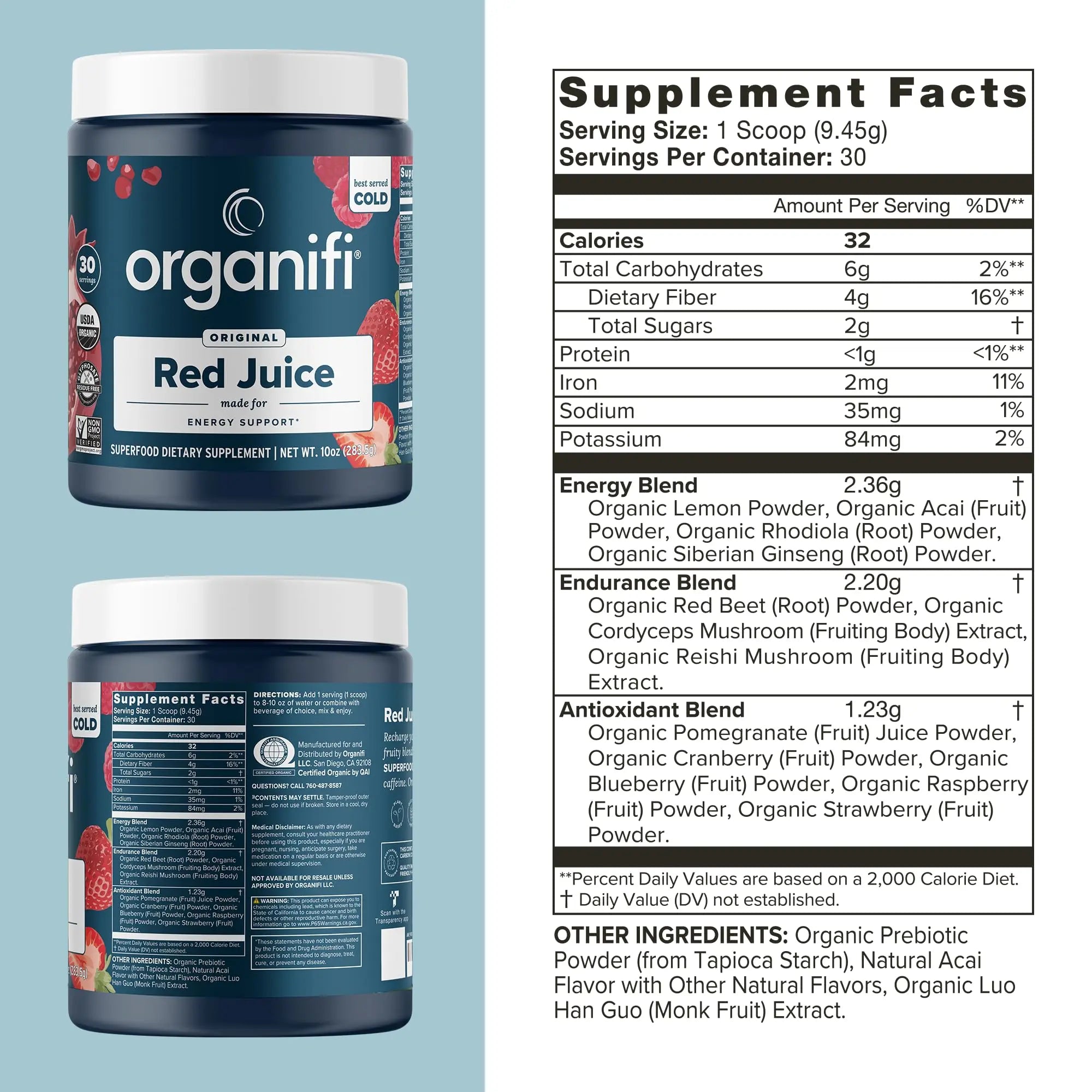 Organifi Red Juice - Vegan Energy Powder - Berry-Flavored Adaptogen Drink Organifi Au supplements