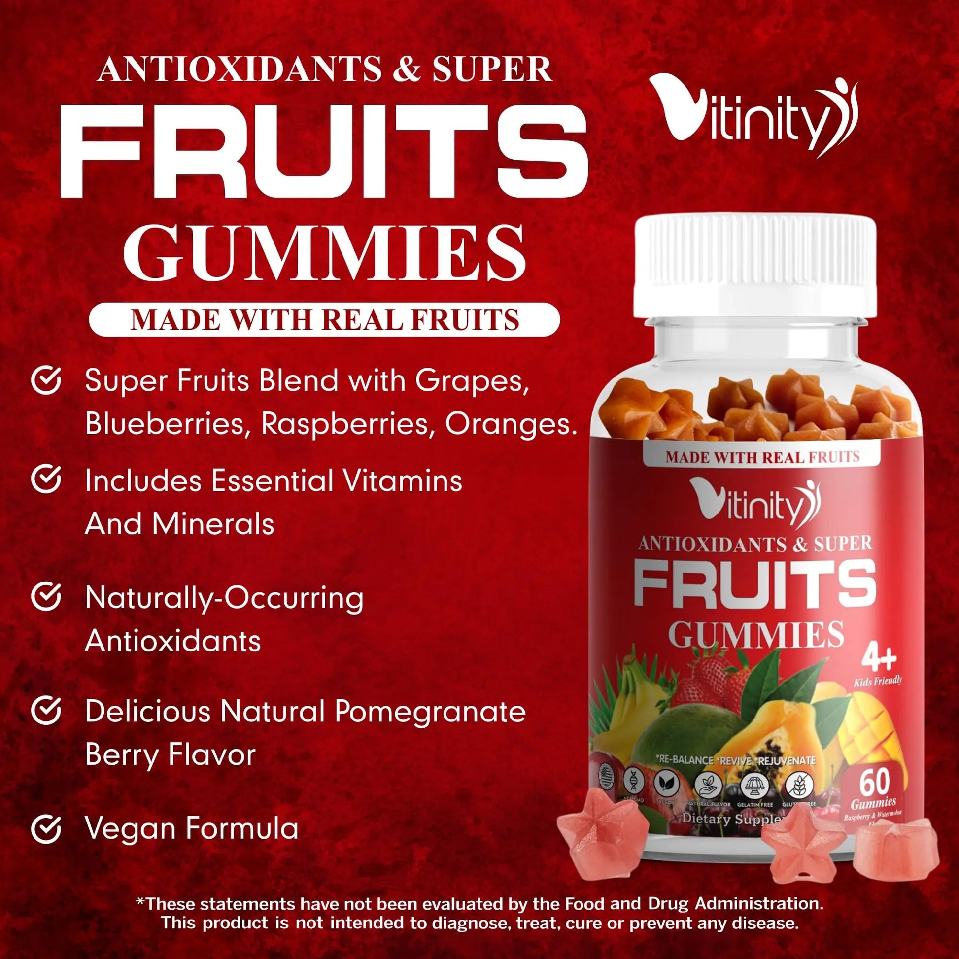 VITINITY Made with Real Super Fruits Delicious Gummy Supplement,Men,Women & Kids VITINITY Au supplements