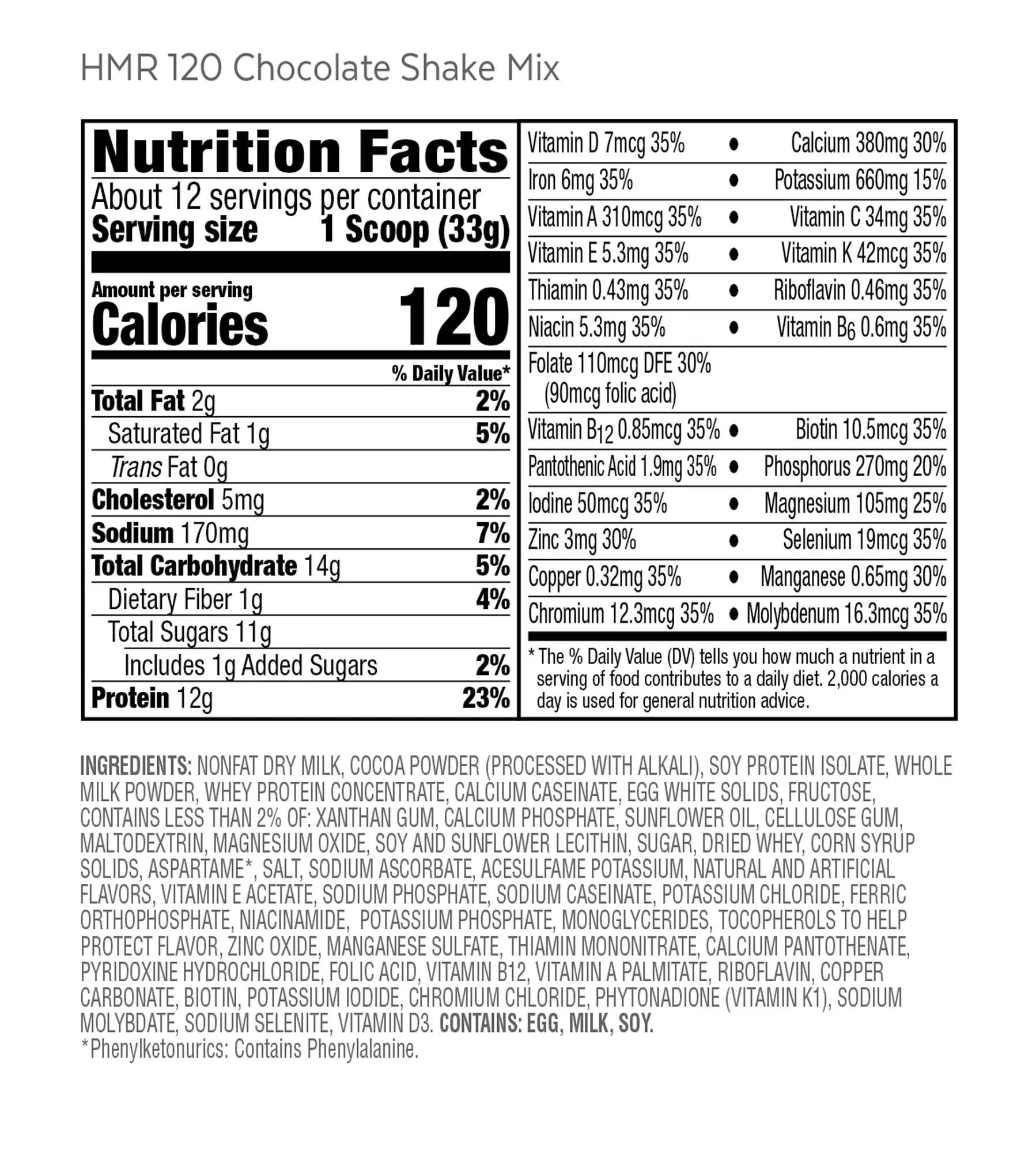 HMR 120 "Classic" Shake Meal Replacement Powder | Chocolate Shake Mix to Support HMR Au supplements