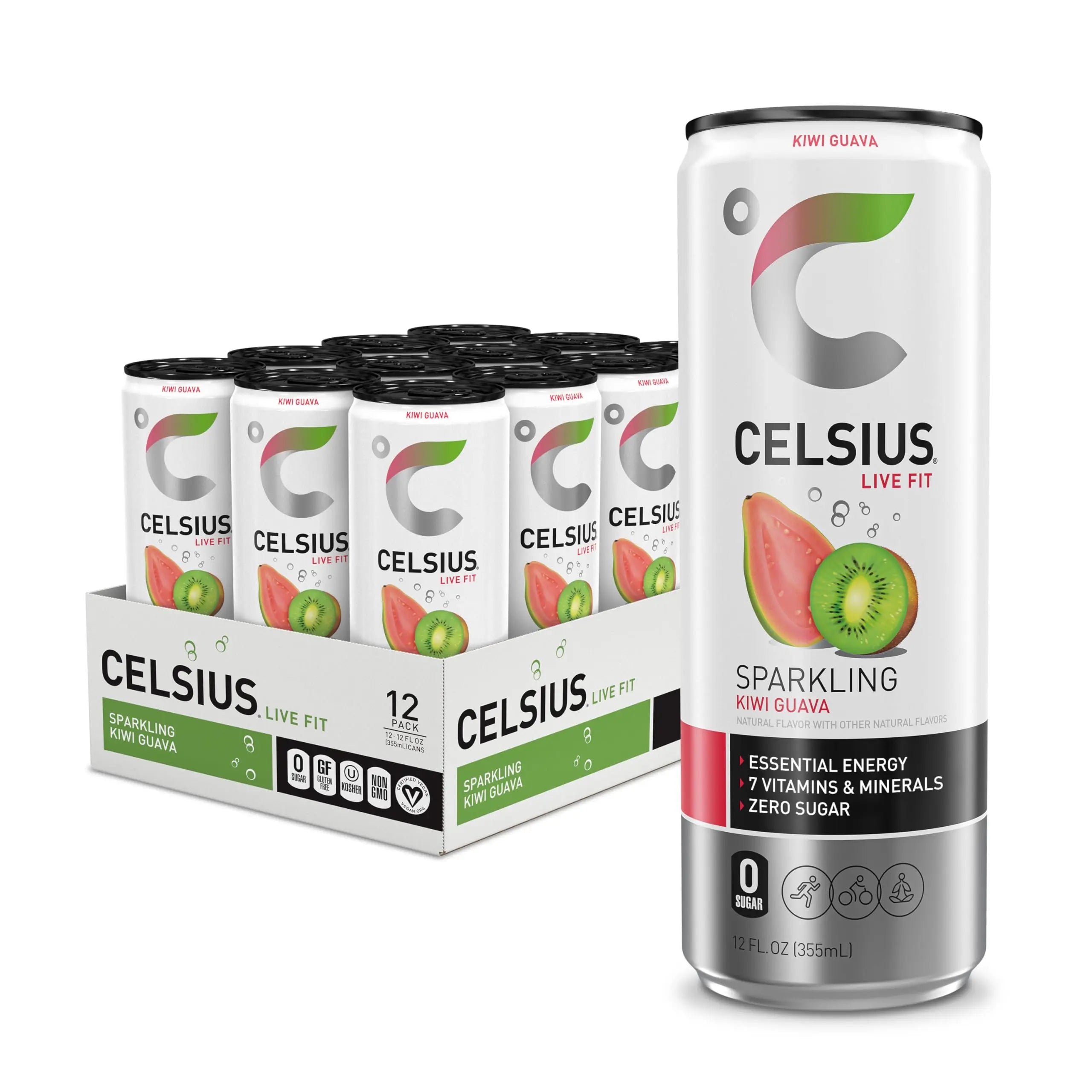 CELSIUS Sparkling Kiwi Guava, Functional Essential Energy Drink 12 Fl Oz (Pack of 12) CELSIUS Au supplements
