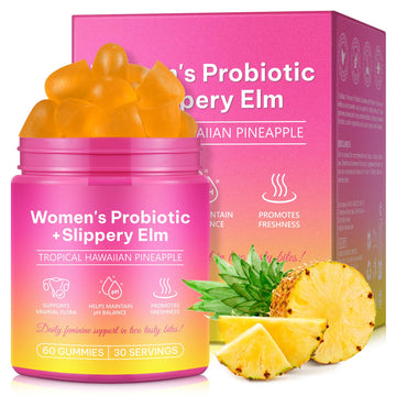 KITNOBLIS Feminine Probiotic Gummies with Slippery Elm- Pineapple Gummies for Women pH Balance, Gut Health & Immune Supports | with Prebiotics & Lactobacillus Blend (60 Gummies) KITNOBLIS Au supplements