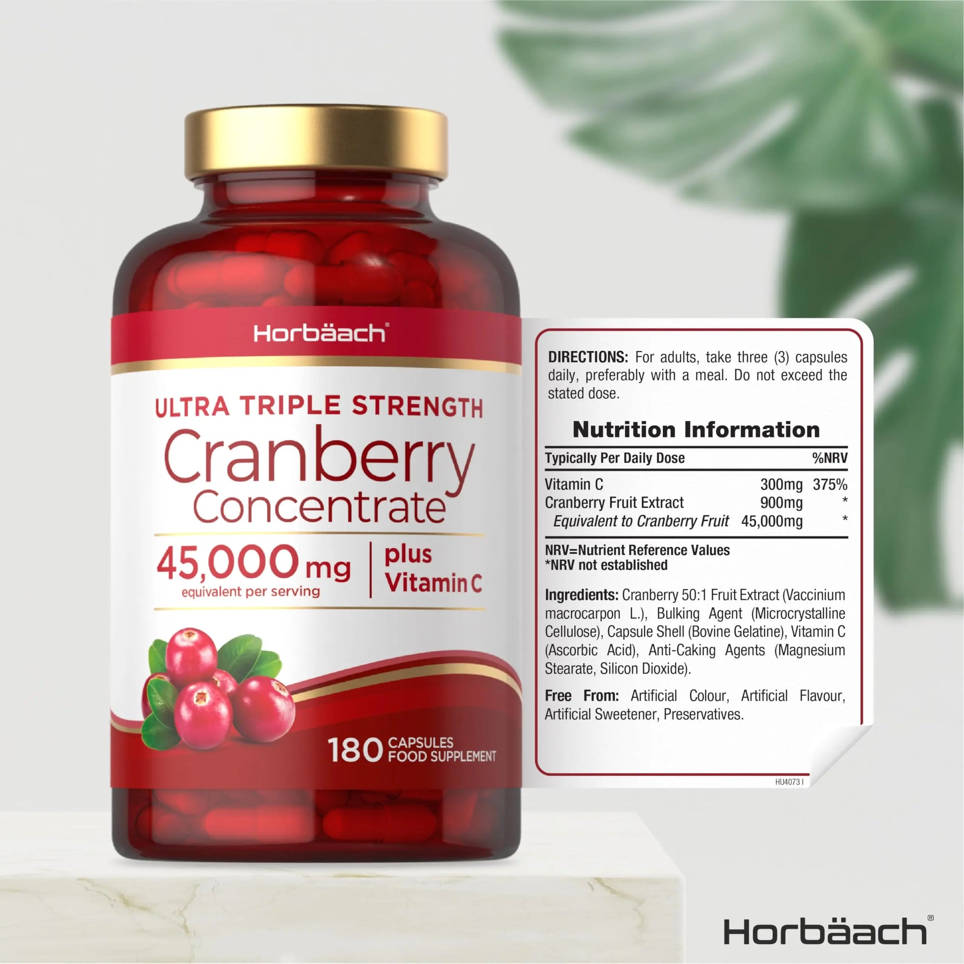 Cranberry Capsules 45,000 mg | High Strength Cranberry Extract with Vitamin C Horbäach Au supplements