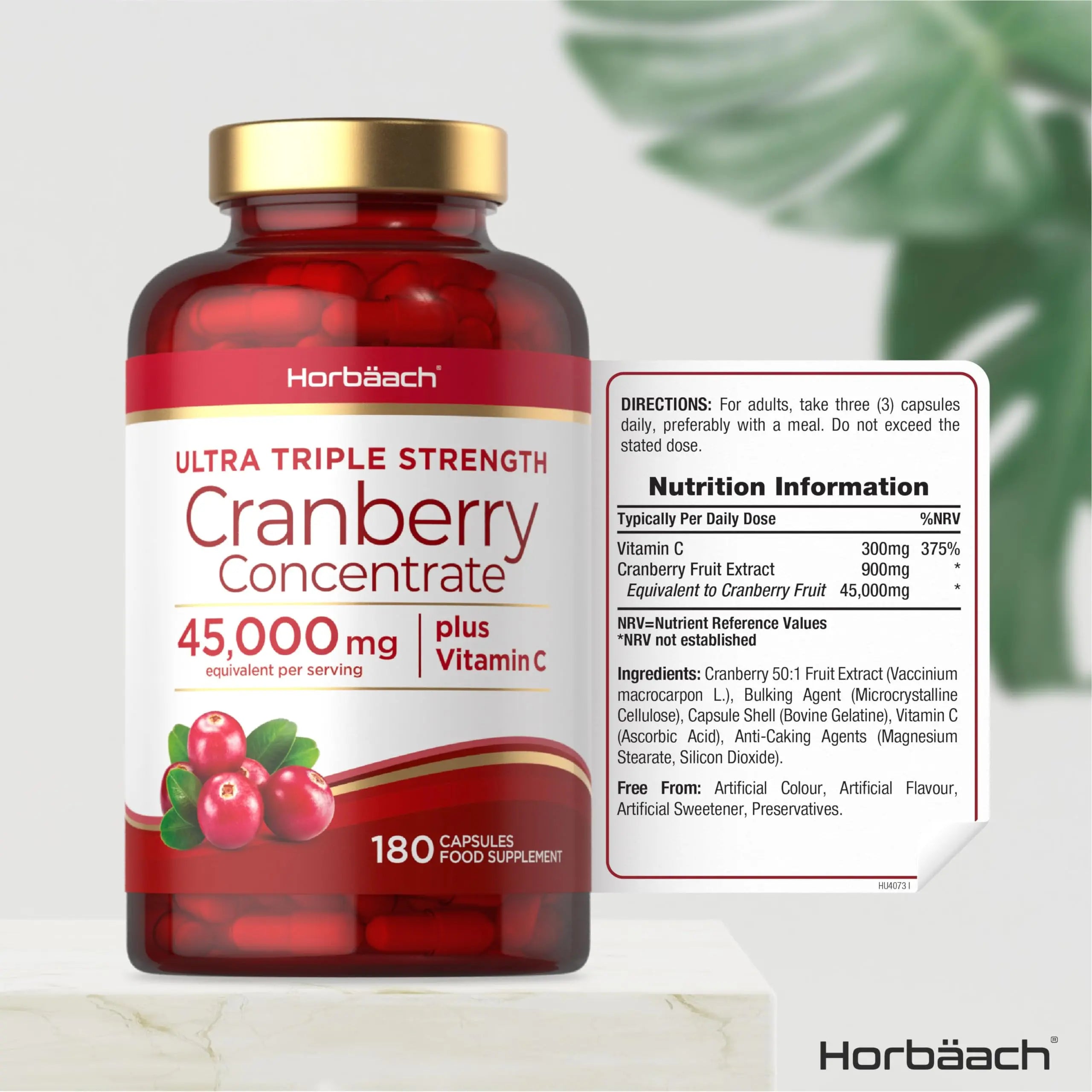 Cranberry Capsules 45,000 mg | High Strength Cranberry Extract with Vitamin C Horbäach Au supplements
