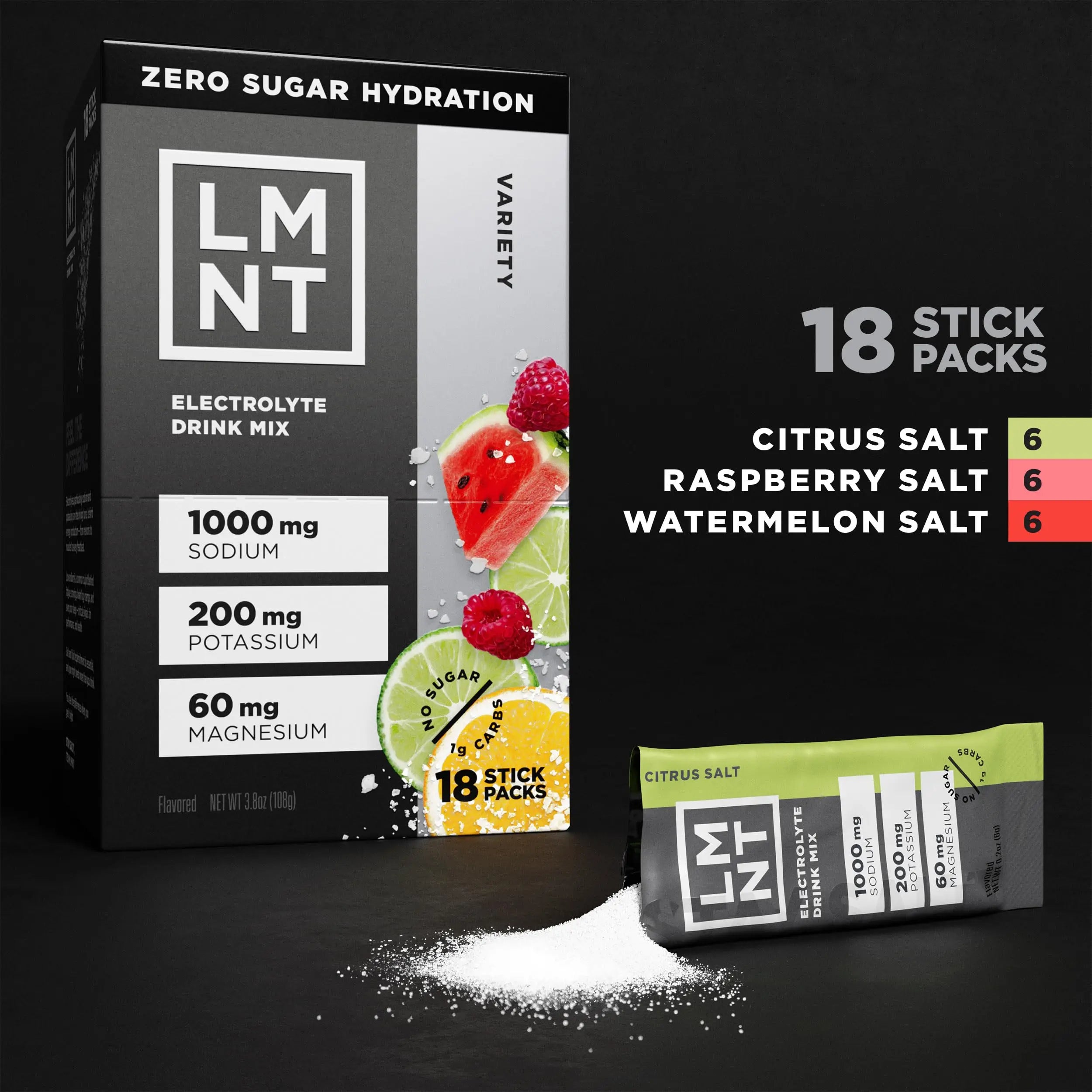 LMNT Zero Sugar Electrolytes - Variety Pack Bundle | Drink Mix | 18-Count Drink LMNT Au supplements