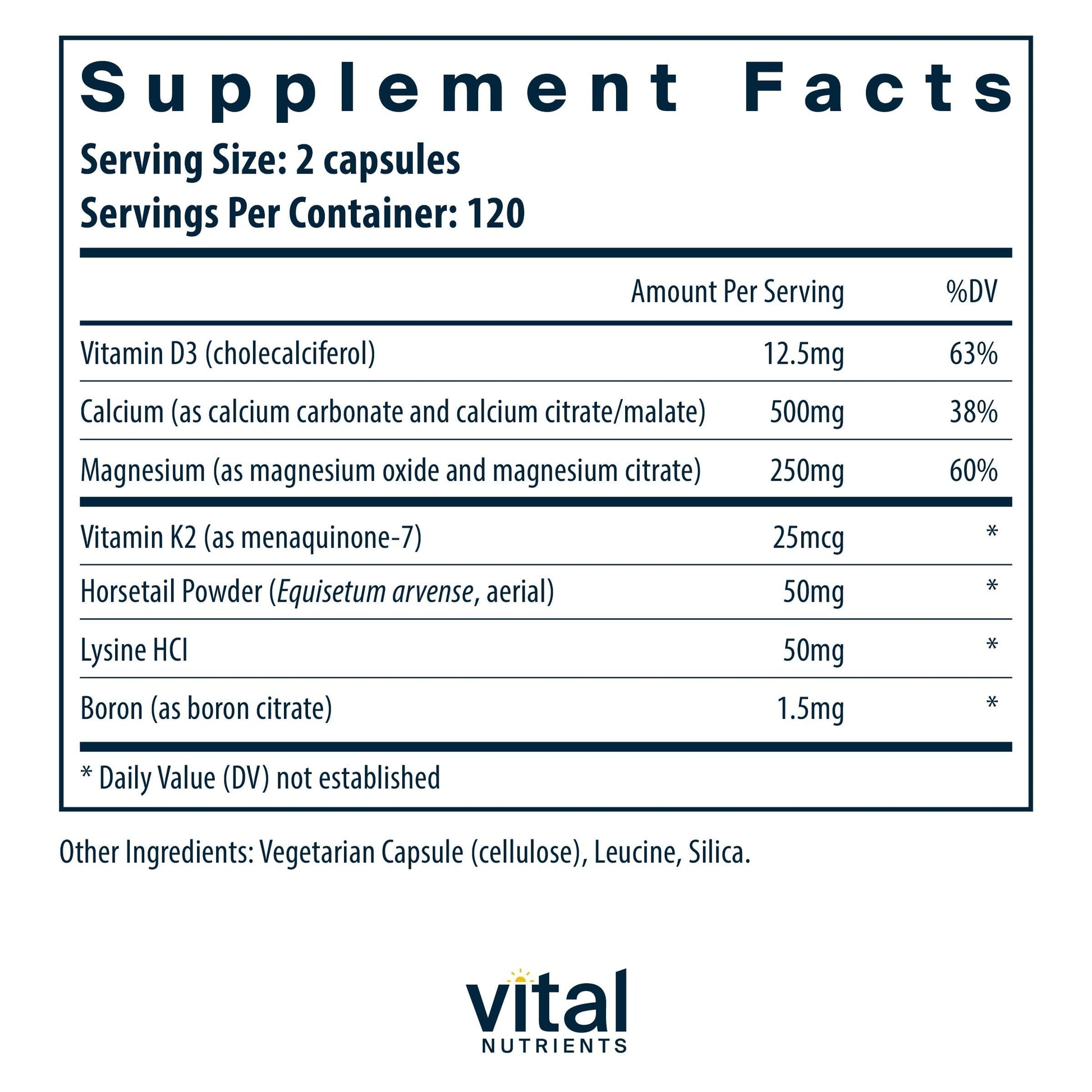 Vital Nutrients Osteo-Nutrients II - Vitamin K2 + D3, Calcium, Boron, and Magnesium for Bone Strength* - Healthy Heart Support - Vegetarian Supplement - Gluten, Dairy, Soy Free - 240 Capsules Vital Nutrients Au supplements