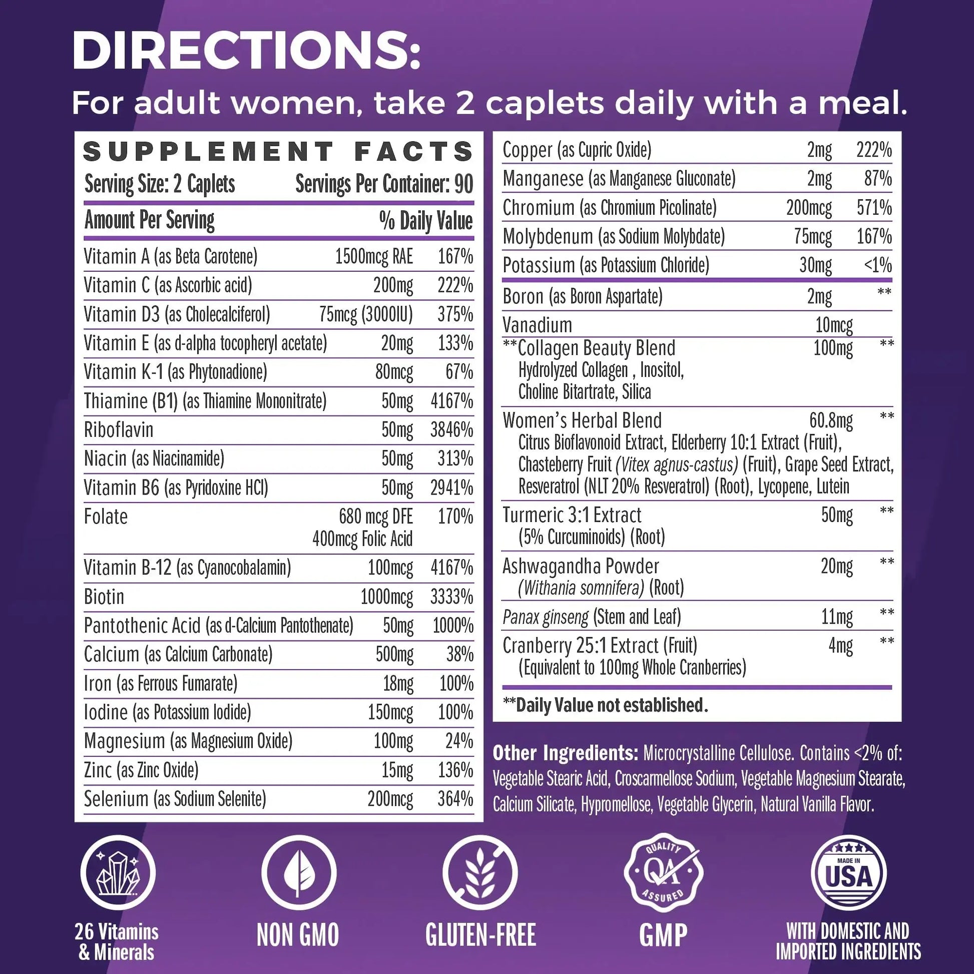 Vitamin World Ultra 360 Multivitamin for Women, Women's Multivitamin with Herbs & Collagen for Hair, Skin & Nails, Supplement with Iron, Vitamin A, B, C, D, E Vitamin World Au supplements