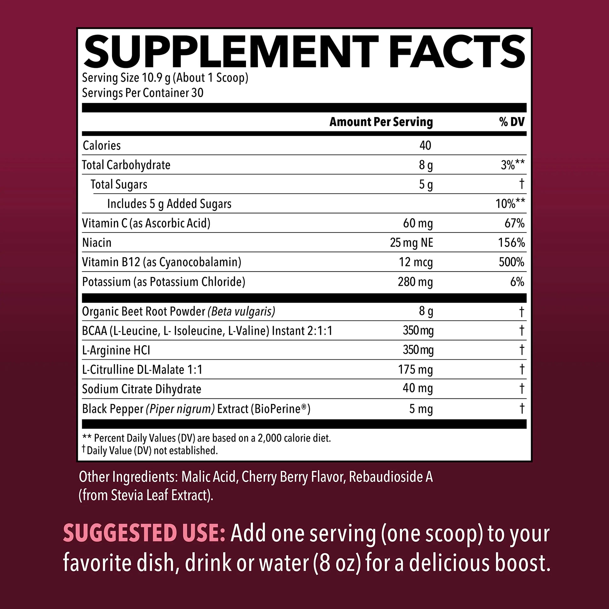 Organic Beet Root Powder with BCAA and L-Arginine for Energy and Stamina Support HAVASU NUTRITION Au supplements